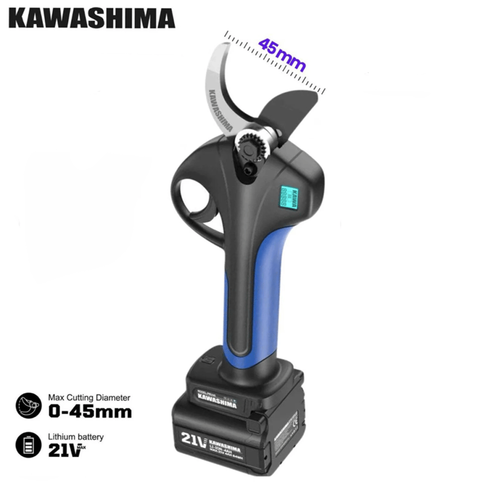 45mm Akülü Budama Makası 21 Volt 4 aH Çift Bataryalı Bel Taşımalı MEGA TARIM