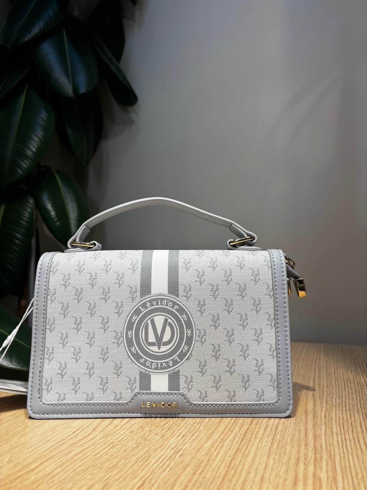 Gri Logolu Monogram Desen El Çantası