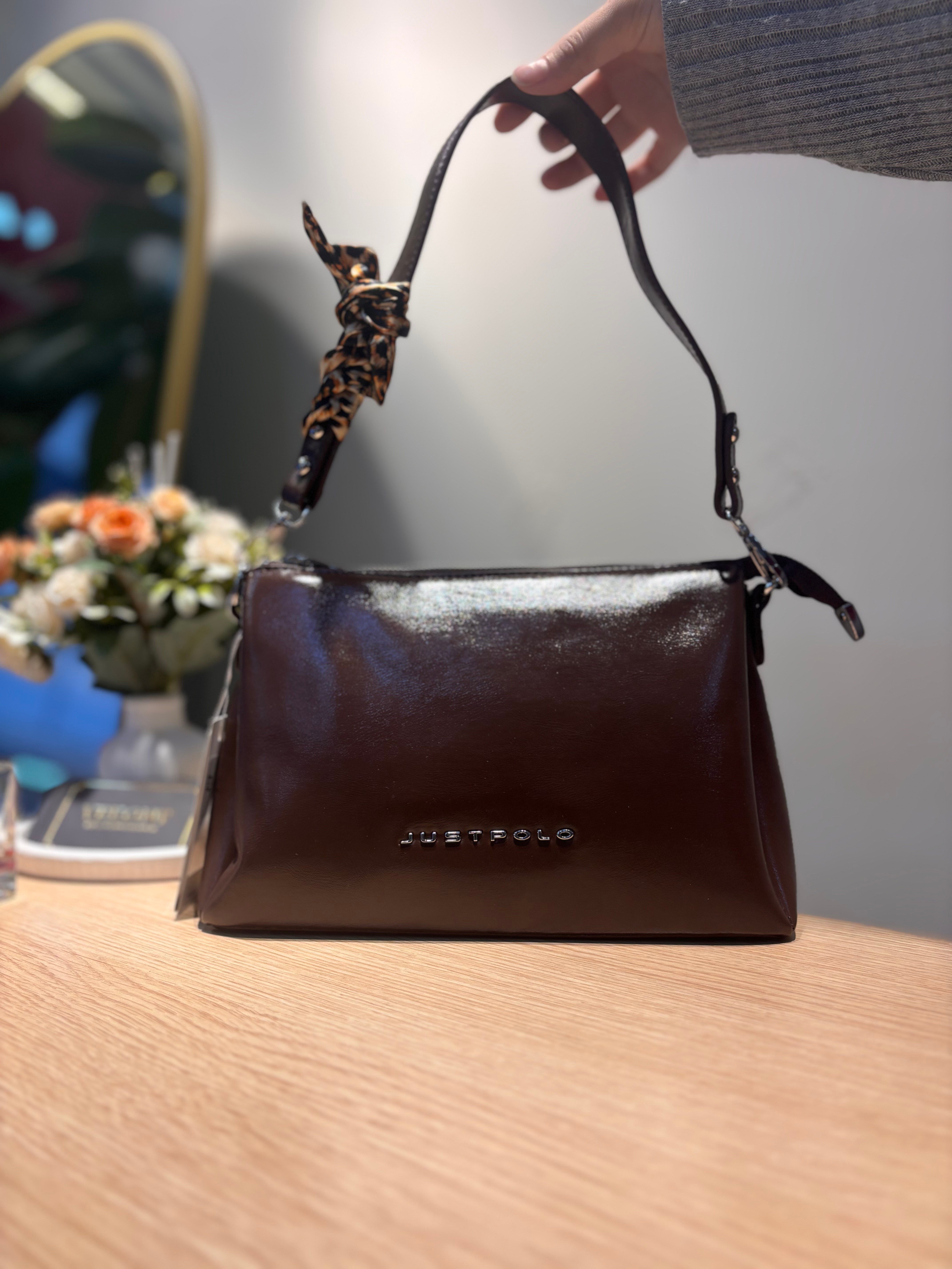 Just Polo Fular Detaylı Kadın Çanta Acı Kahve