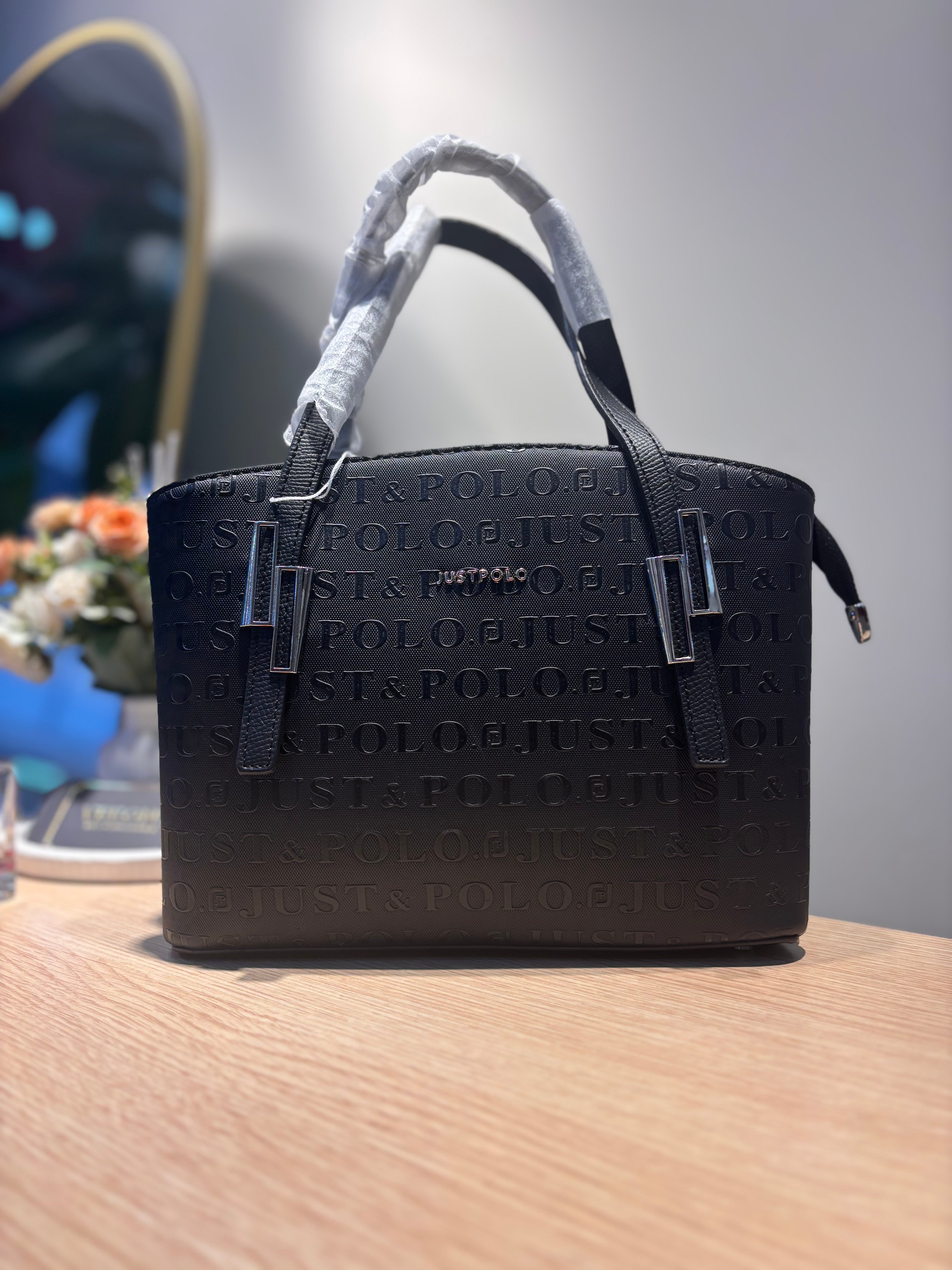 Just Polo Kadın Çanta Siyah Monogram Desen