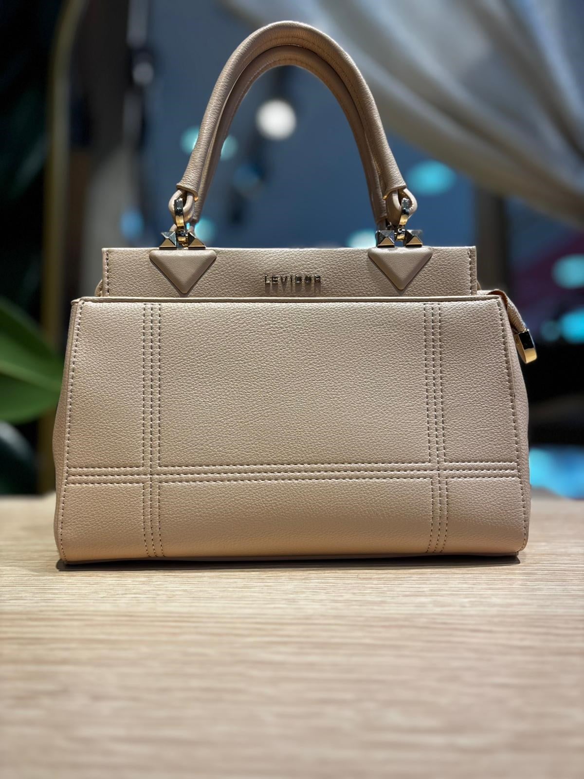 Pembe Şerit Dikiş Model El Çantası