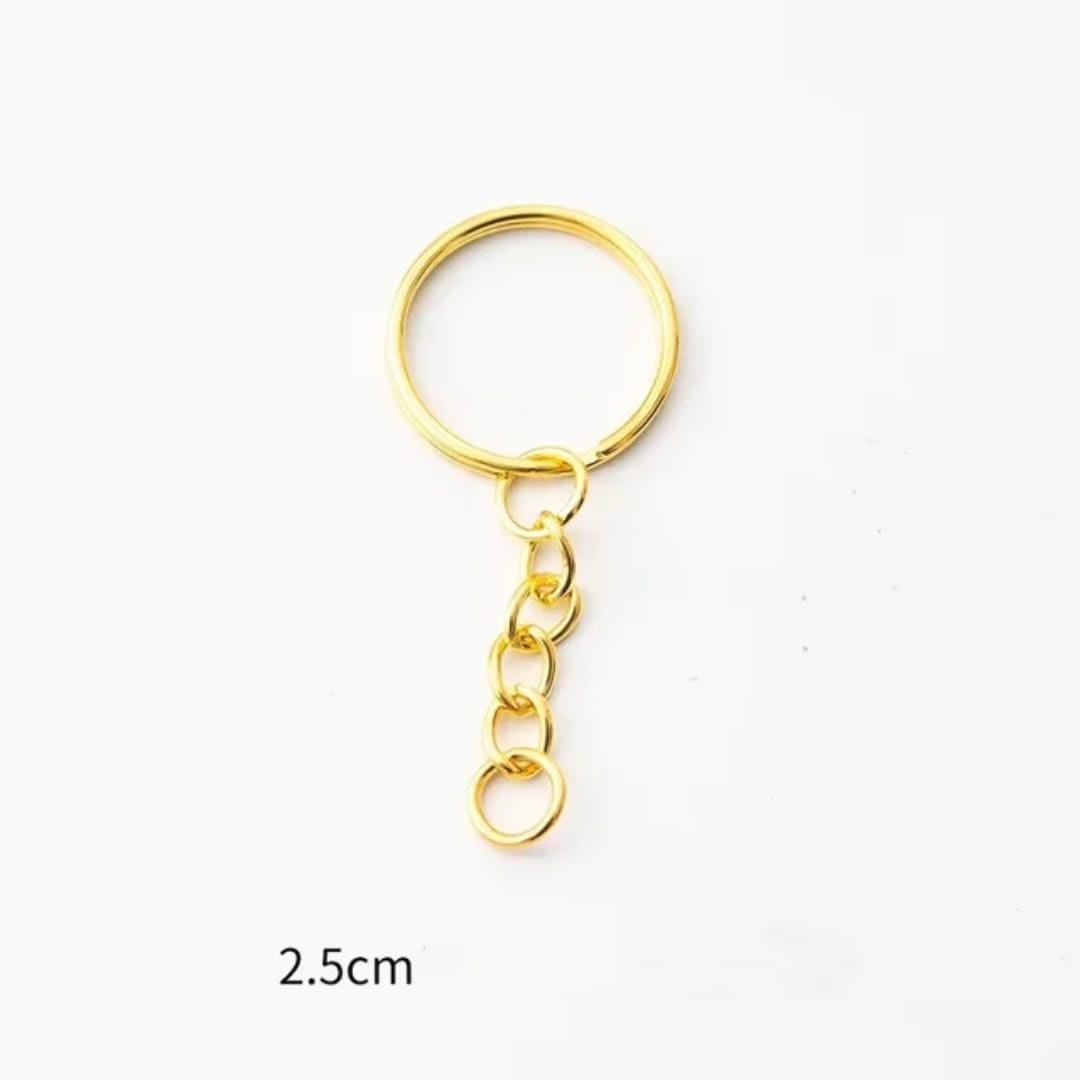 100 Adet Toptan Fiyatına Zincirli Yuvarlak 2.5cm Anahtarlık Halkası Ve Takı Kancası 1.kalite Gold Renk – Anahtarlık