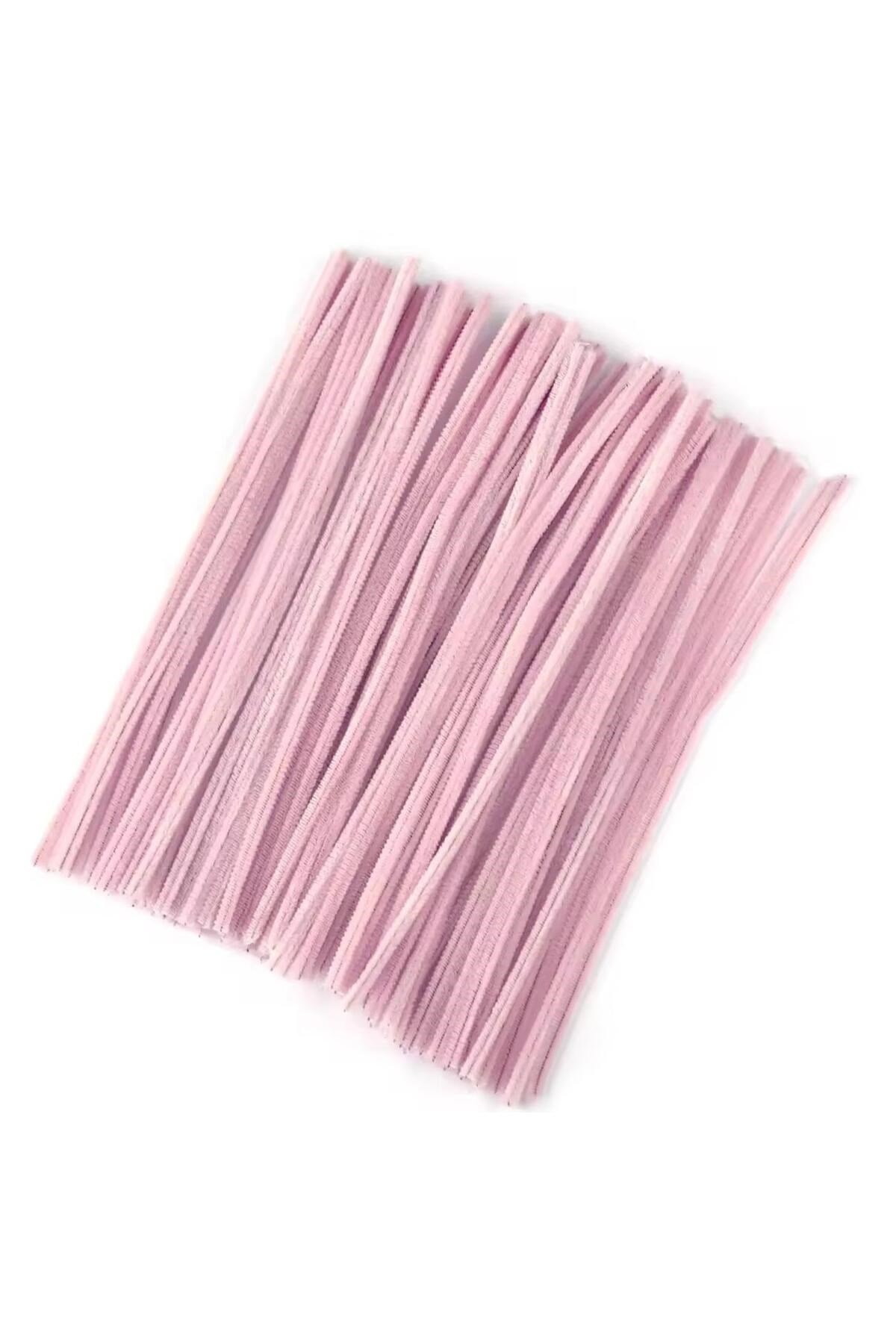 100lü Şönil, Eğitici Şönil, Tüylü Tel, Peluş Tel, kadife şönil, el işi malzemesi 30cm pudra