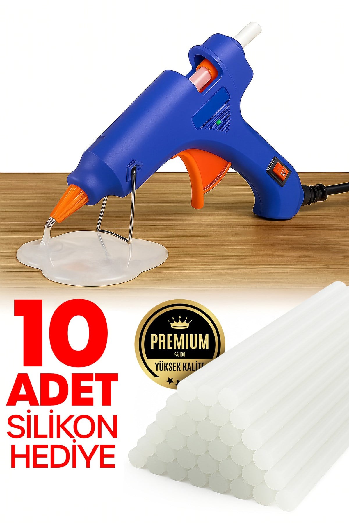 20 Watt Sıcak Silikon Tabancası Şeffaf Mum Yapıştırıcı Tabanca 10 Adet 15 cm Çubuk Silikon Hediye