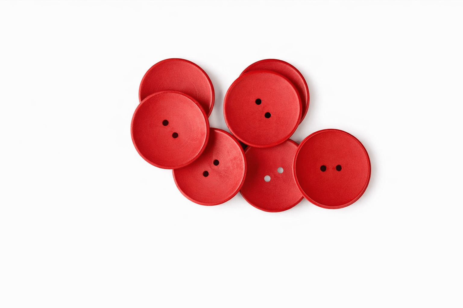 30mm Kırmızı Ahşap Düğme  25 Adet - Red Buttons Set, Wooden Button,  25 Pieces, 30 mm