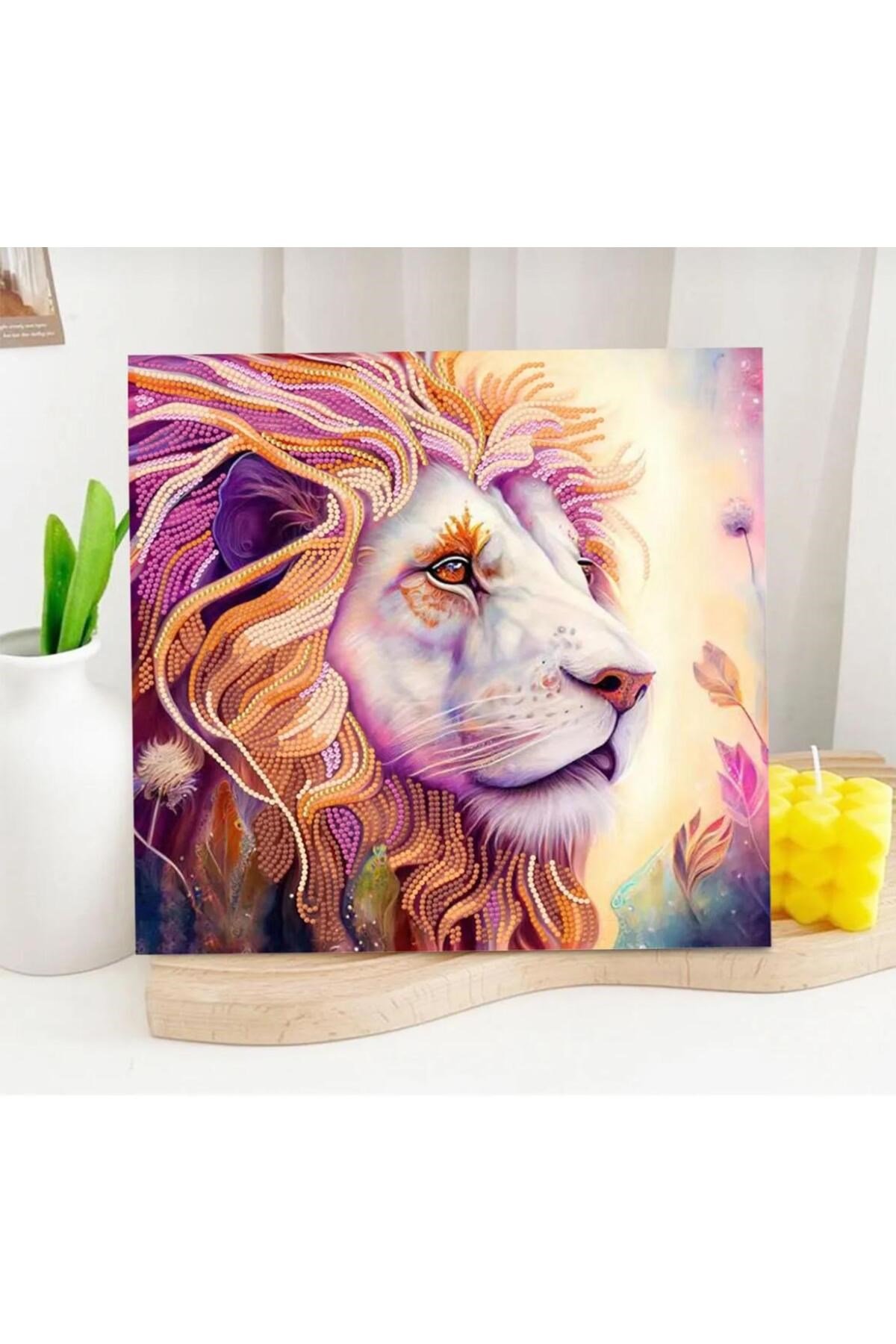 5D Elmas Taş İşleme Kiti 30x30 cm Aslan Desen