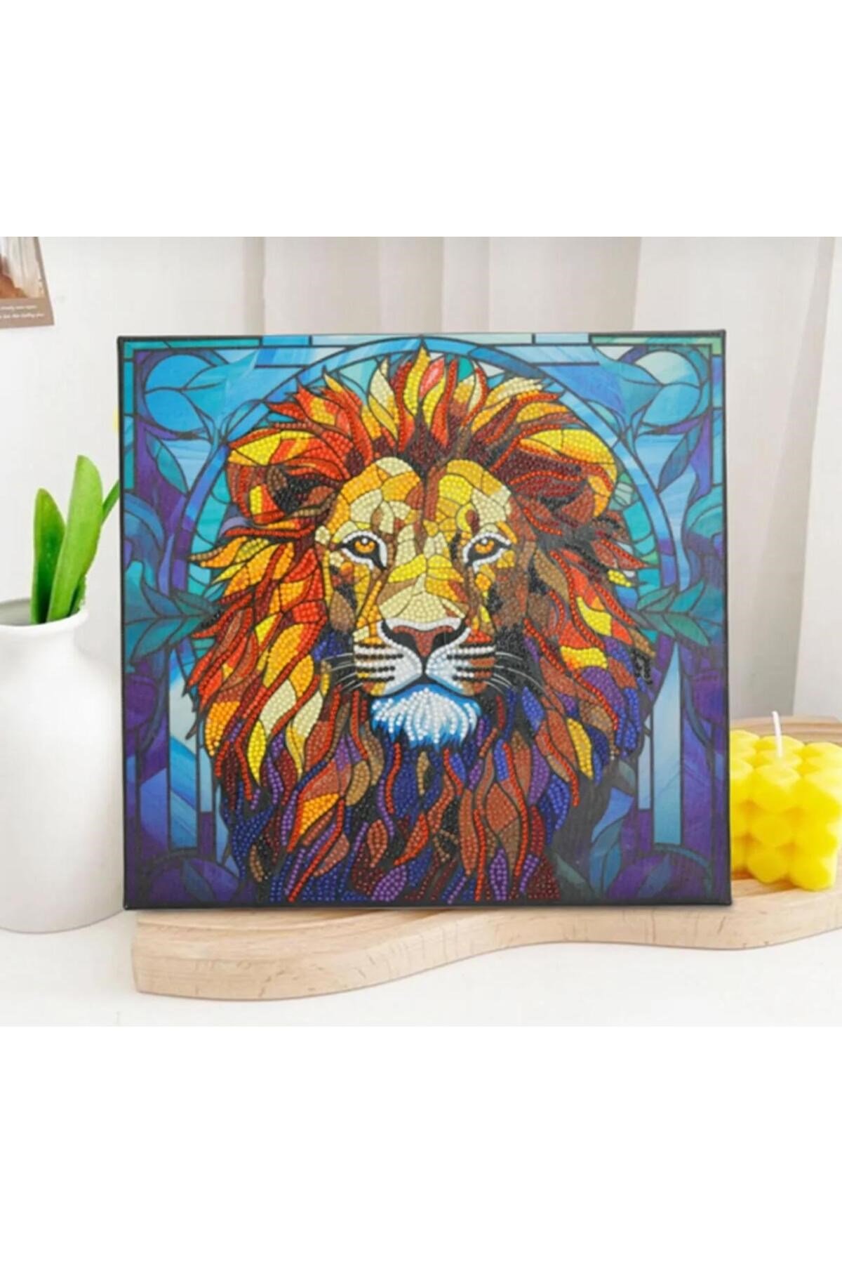 5D Elmas Taş İşleme Kiti 30x30 cm Aslan Desen