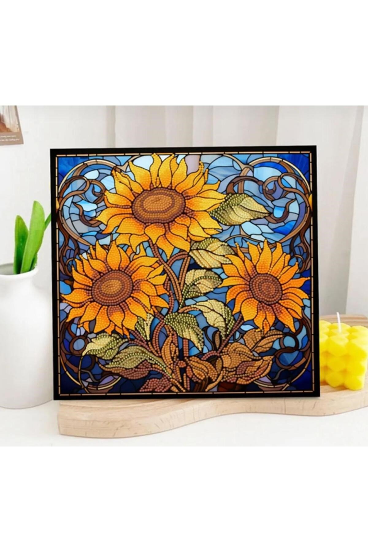 5D Elmas Taş İşleme Kiti 30x30 cm Ayçiçekleri Deseni