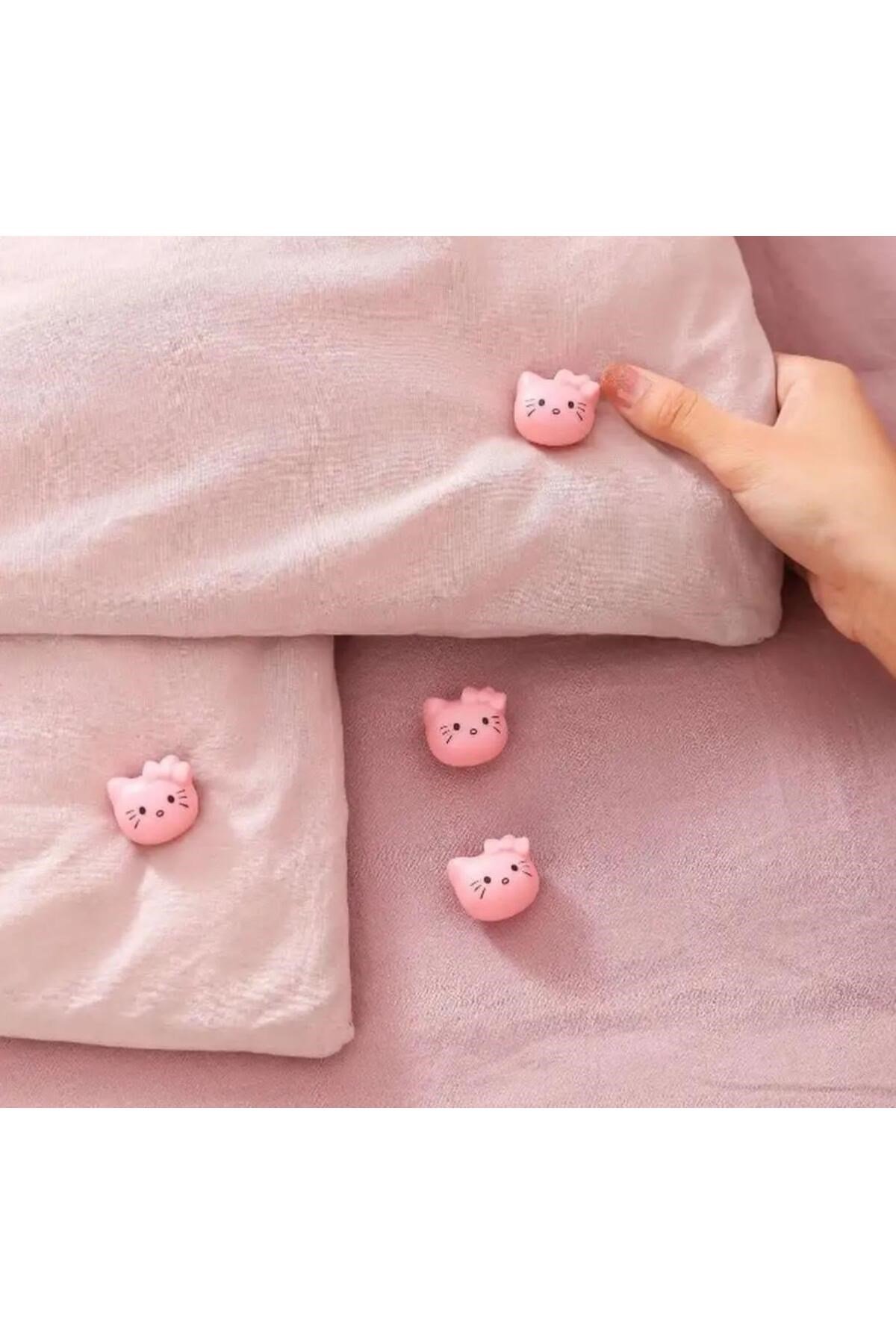 6 Adet Hello Kitty Desen Yorgan Kılıfı Tutucu Sabitleyici Yastık Nevresim Örtü Düzenleyici