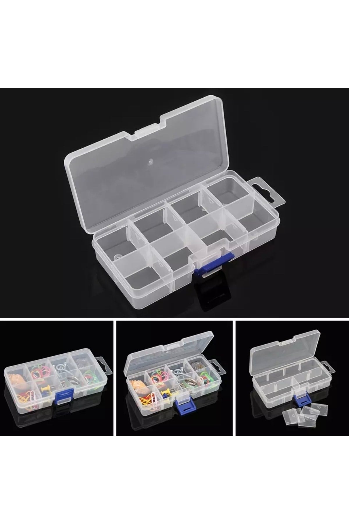 8 Bölmeli Ayarlanabilir Plastik Organizer Kutu Dikiş Kutusu Takı Kutusu Düzenleyici Kutu