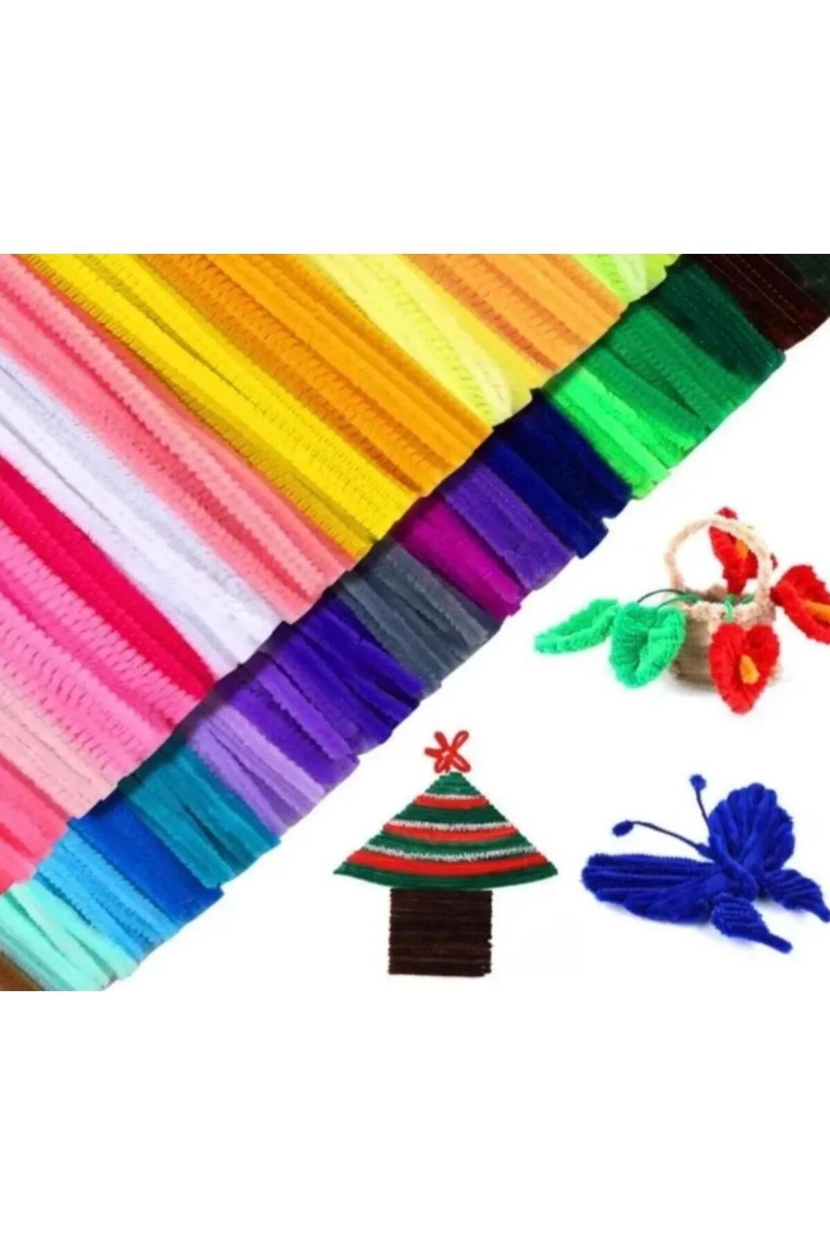 95 li Şönil, Eğitici Şönil, Tüylü Tel, Peluş Tel, kadife şönil, el işi malzemesi 30cm karışık