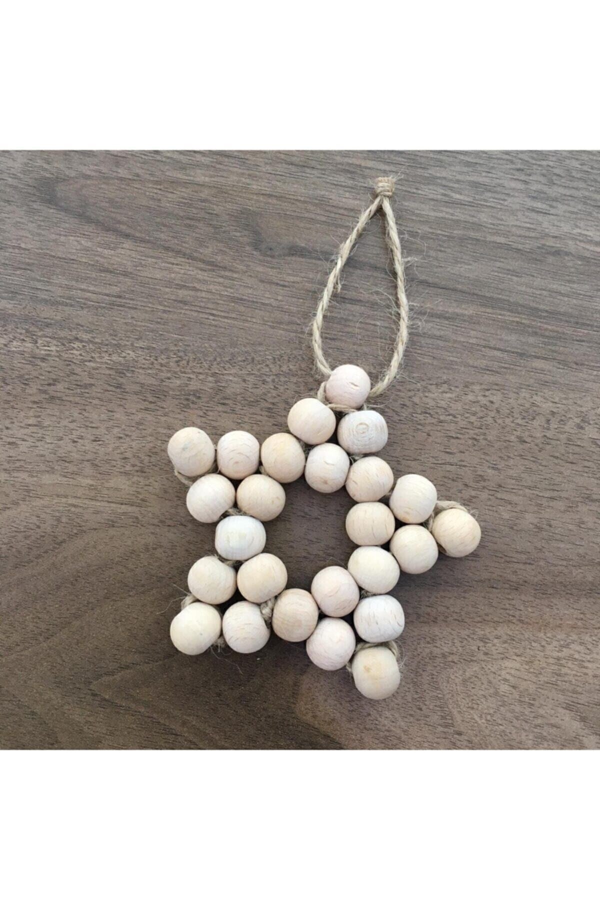 Ahşap Boncuk Yıldız 9x9 Cm Çocuk Bebek Odası Duvar Süsü Kapı Süsü 67