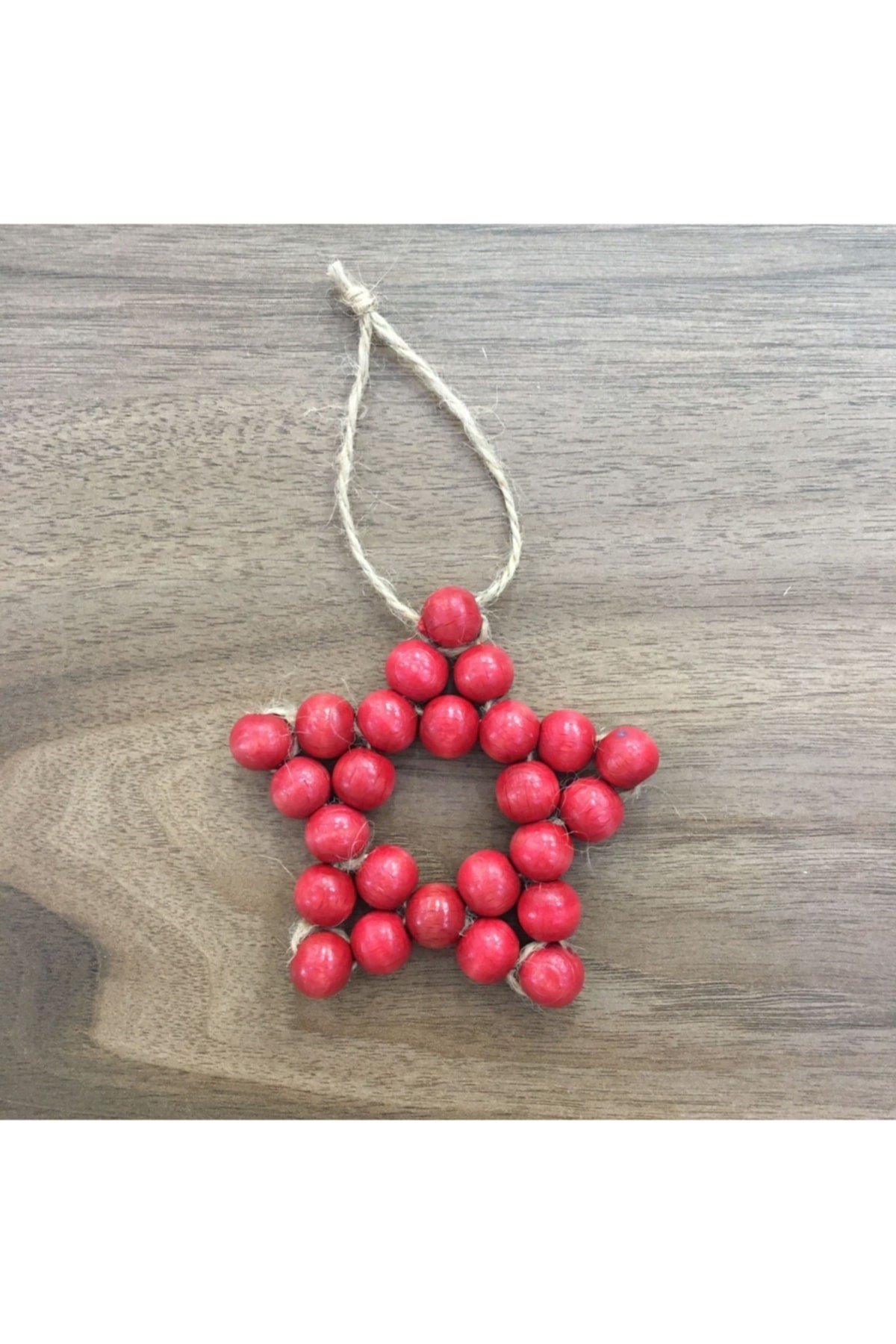 Ahşap Boncuk Yıldız 9x9 Cm Çocuk Bebek Odası Duvar Süsü Kapı Süsü 67krmz
