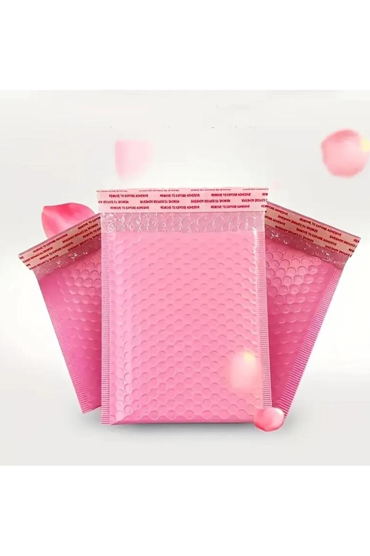 Bantlı Pembe Patpatlı Balonlu Kargo Poşeti E Ticaret poşeti 10 Adet 25x30+4