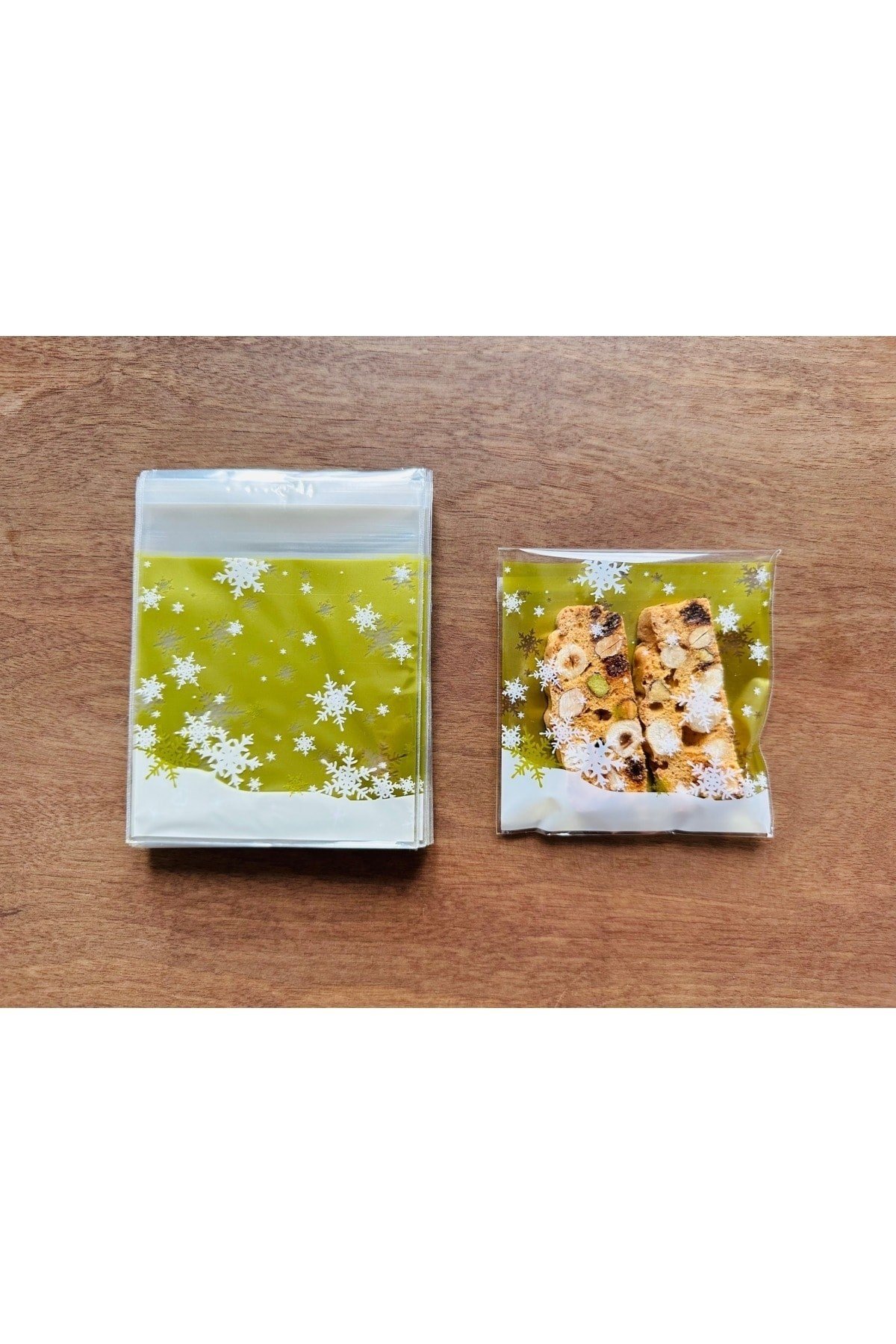 Bantlı Şeffaf Desenli Poşet Opp 10x10 Cm 95 Adet