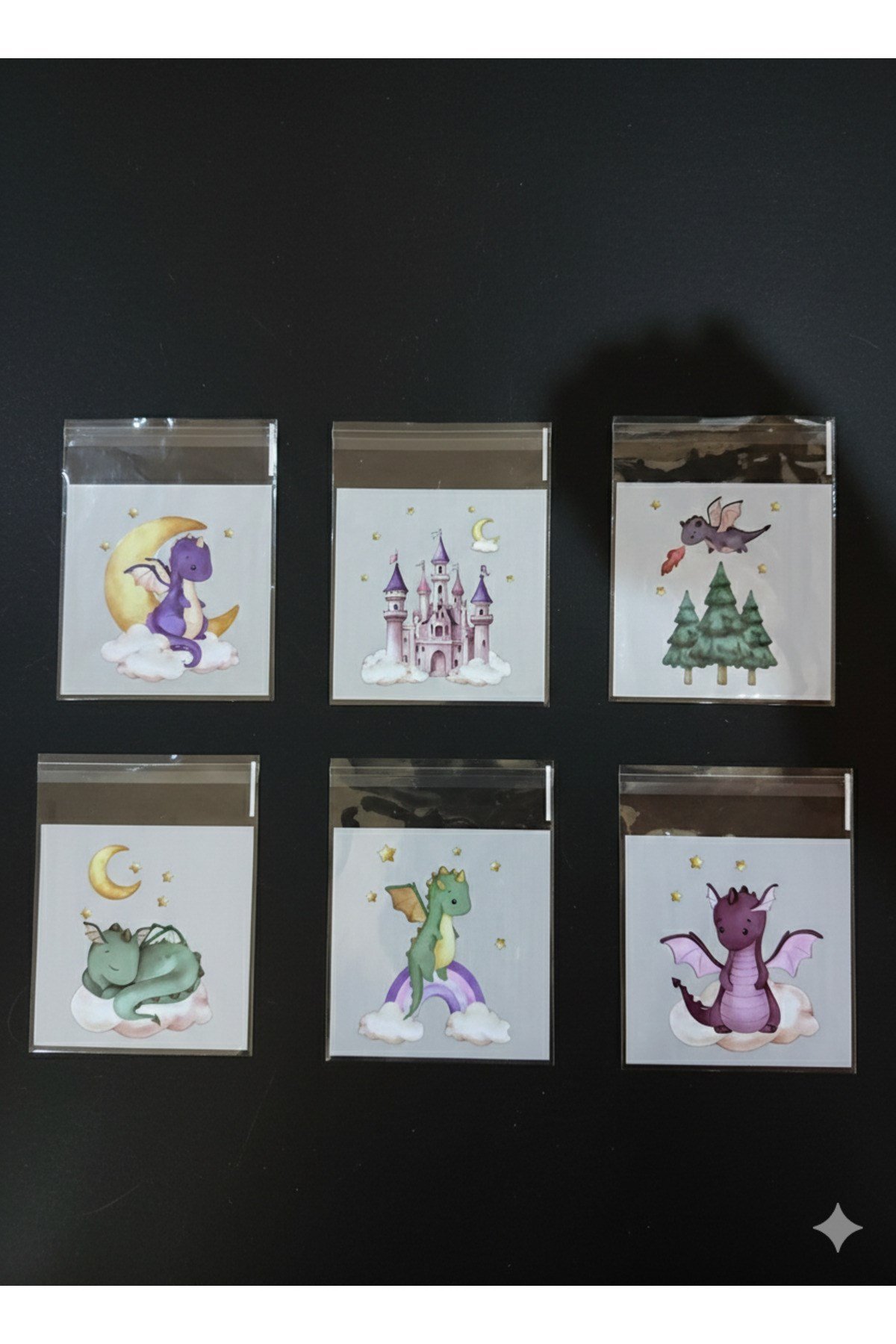 Bantlı Şeffaf Desenli Poşet Opp 10x10 Cm 95 Adet