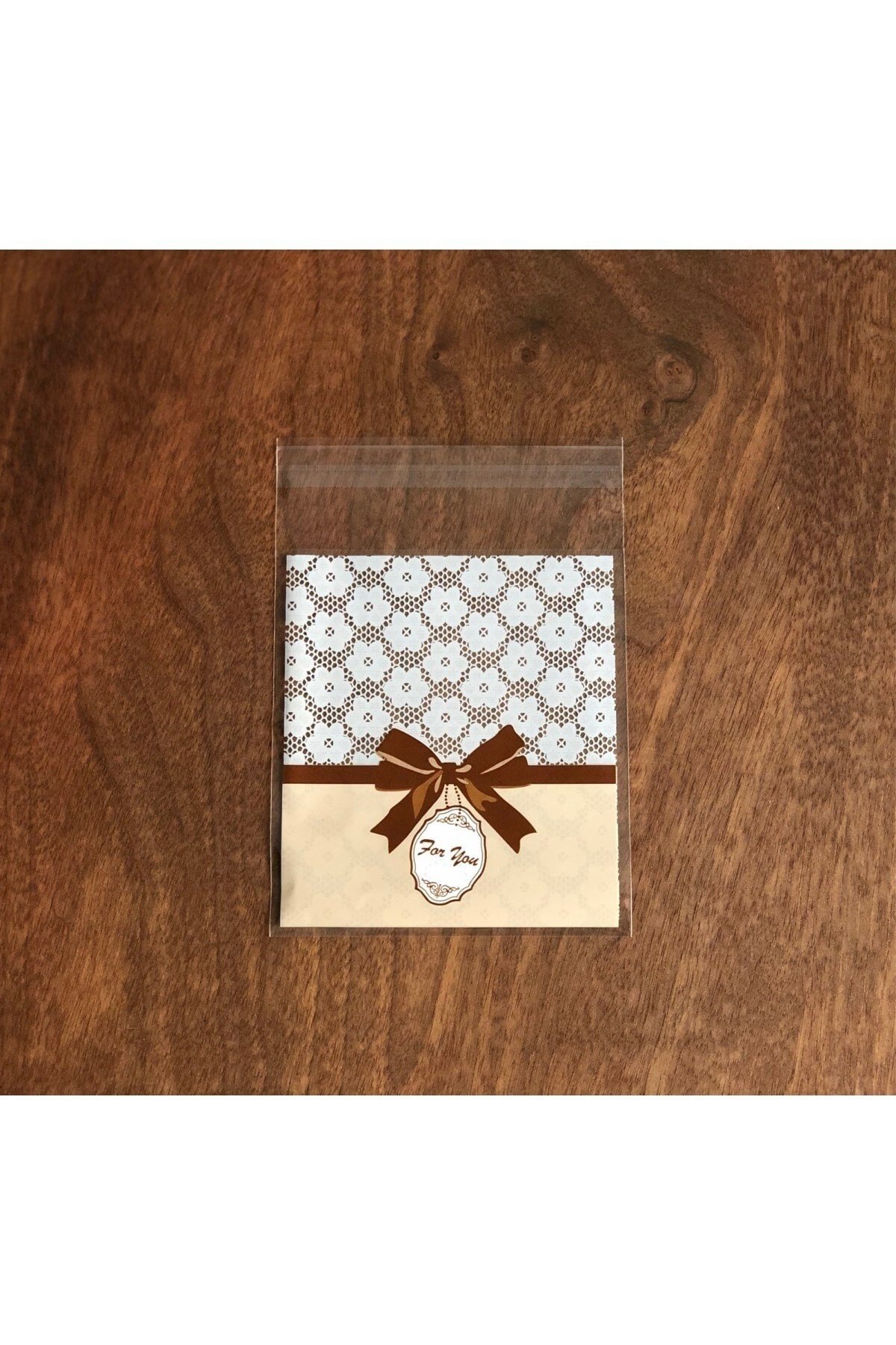 Bantlı Şeffaf Desenli Poşet Opp 10x10 Cm 95 Adet