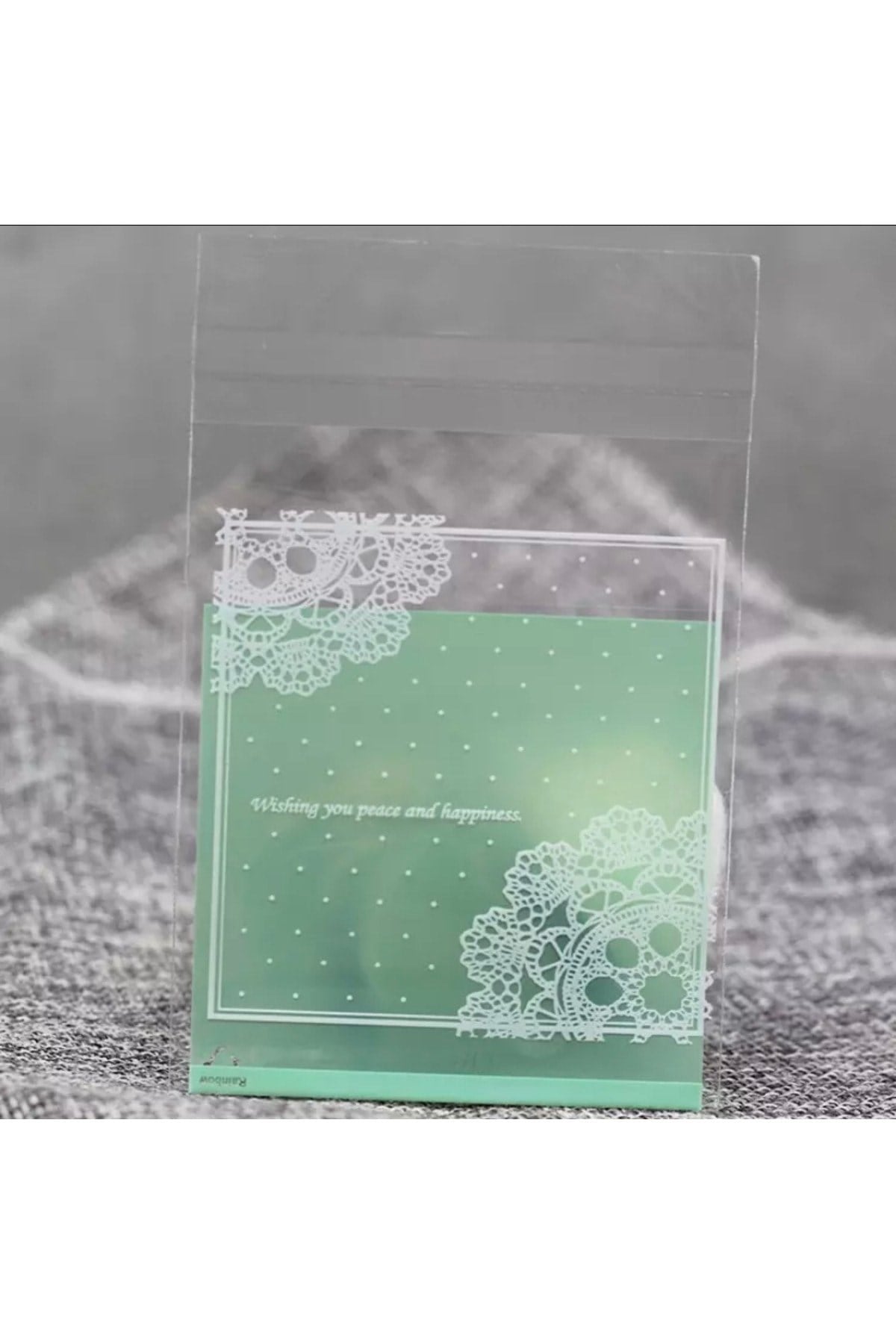 Bantlı Şeffaf Desenli Poşet Opp 7x7 Cm 95 Adet