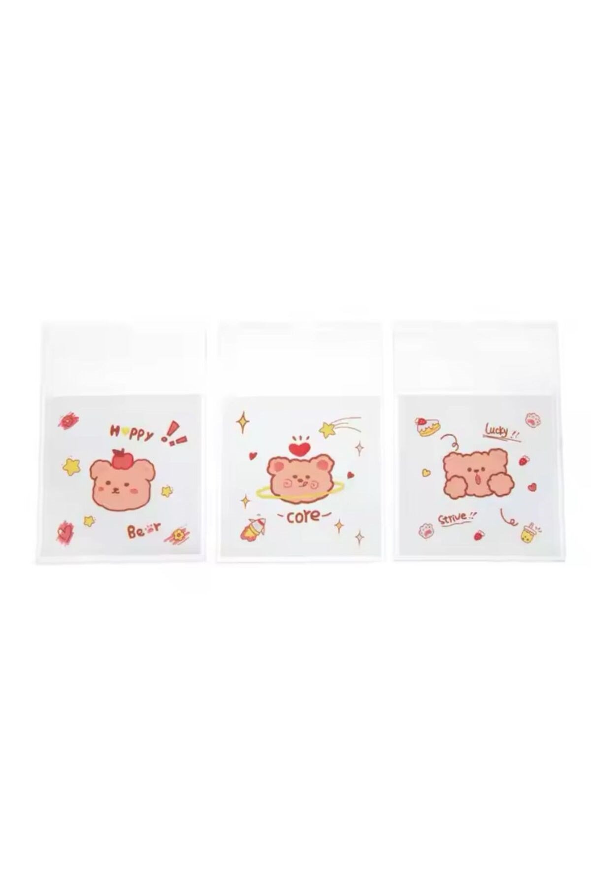Bantlı Şeffaf Desenli Poşet Opp 7x7 Cm 95 Adet