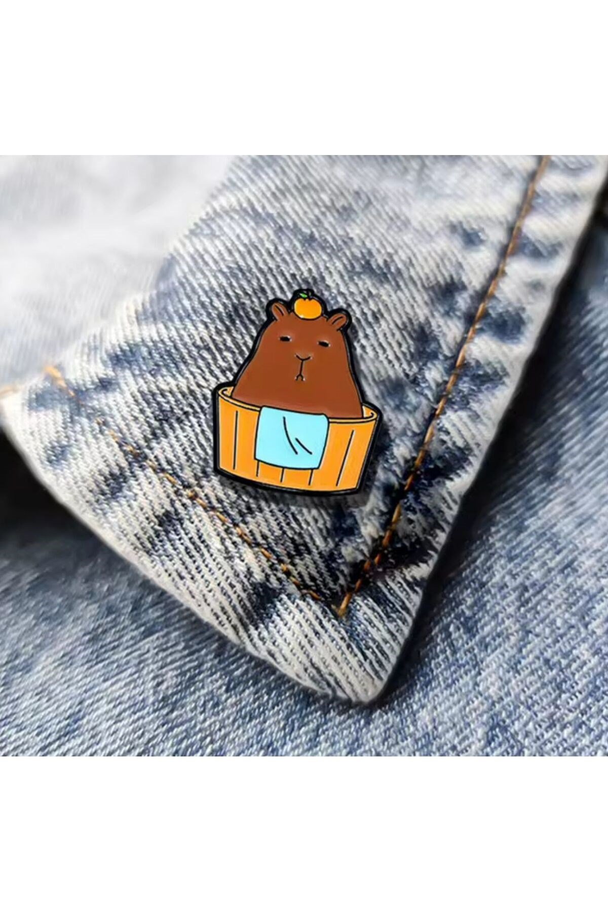 Capybara kadın broş, çocuk broş, iğneli broş, klipsli broş yaka broşu, çeket yaka iğnesi, mineli B76