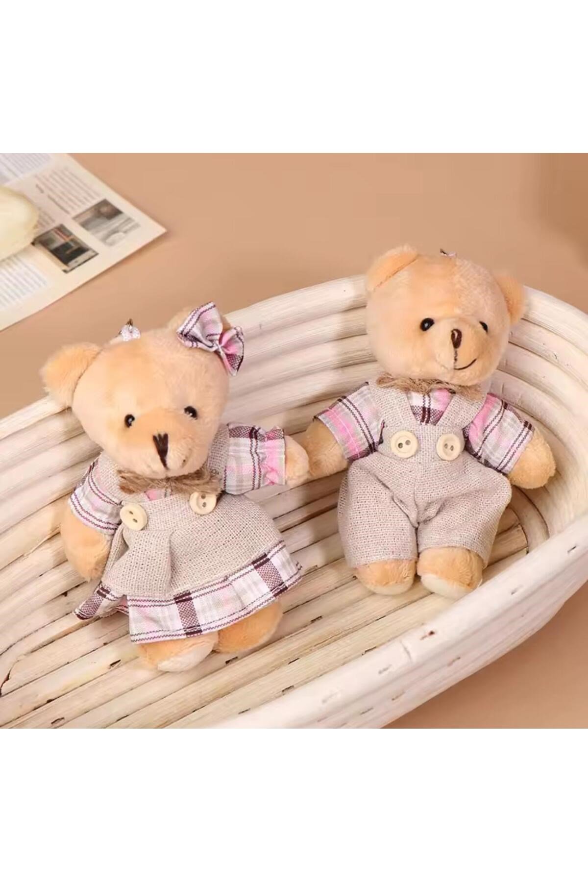 Çift Peluş Ayıcık, Peluş Çanta Süsü, Peluş Anahtarlık, Sevgili Anahtarlığı, Arkadaş Anahtarlığı