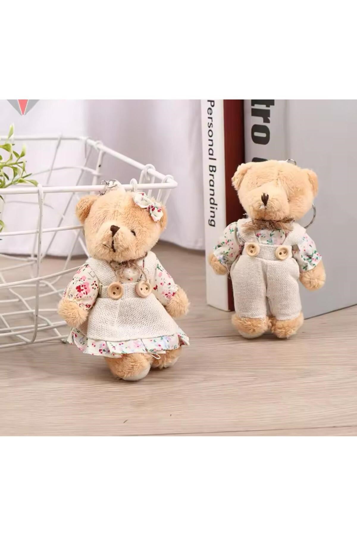 Çift Peluş Ayıcıklı Anahtarlık Sevimli Kız Erkek Oyuncak Ayıcık
