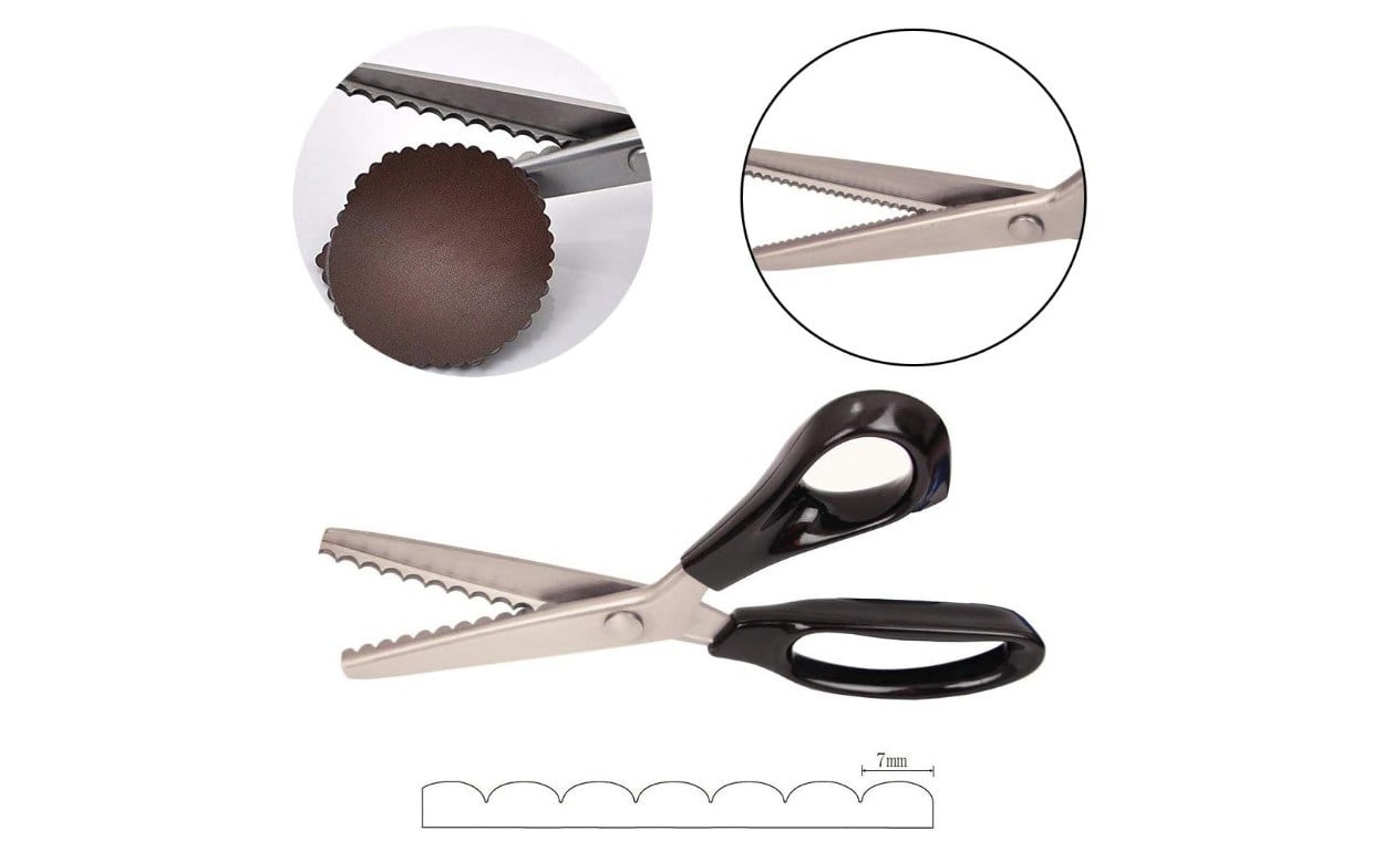 Dalgalı Kesim Sürfile Makası, Paslanmaz Çelik - Dekoratif Kenar Makası -Wavy Shears, Siyah Saplı