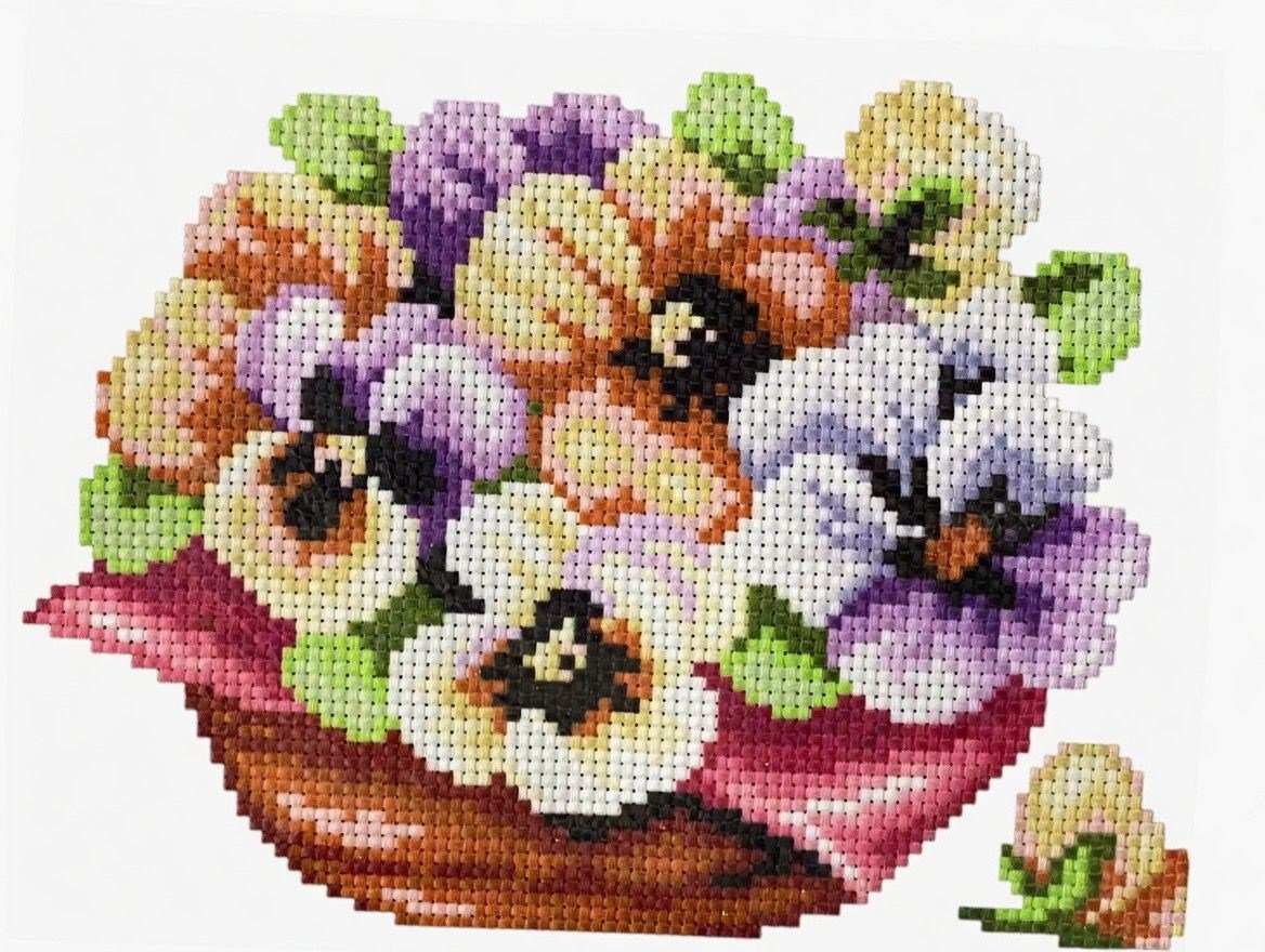Desenli Kanaviçe Seti – El İşi Nakış Kiti, Renkli İpliklerle Tam Set 20x28