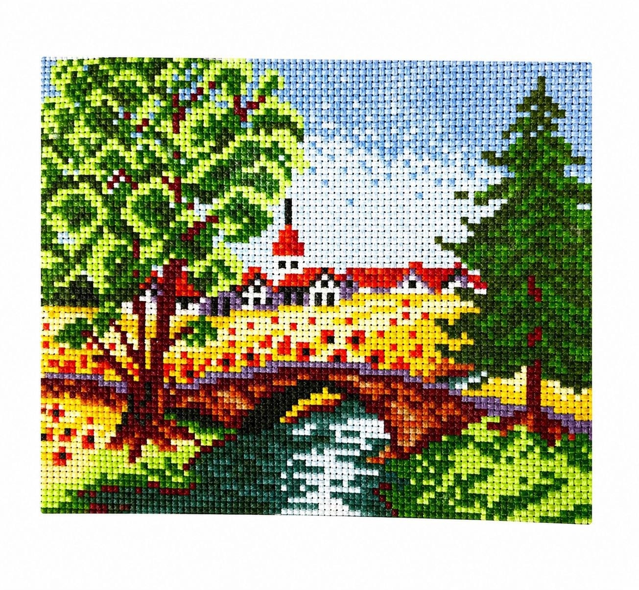 Desenli Kanaviçe Seti – El İşi Nakış Kiti, Renkli İpliklerle Tam Set 20x28