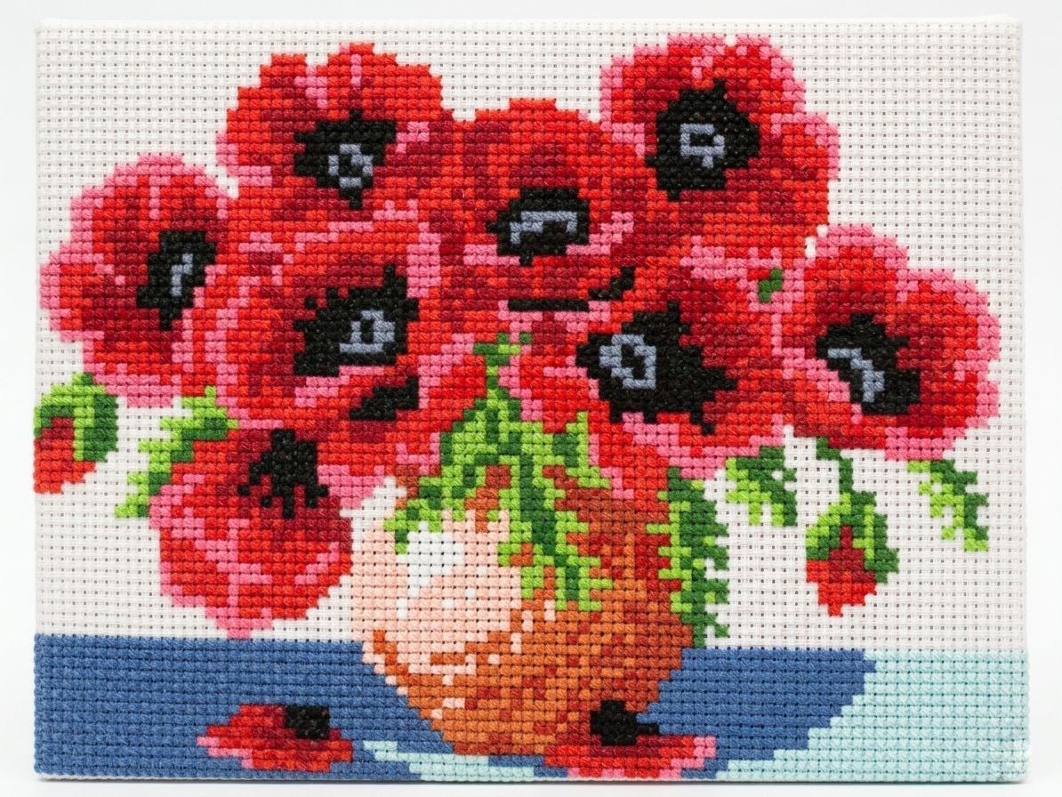 Desenli Kanaviçe Seti – El İşi Nakış Kiti, Renkli İpliklerle Tam Set 20x28