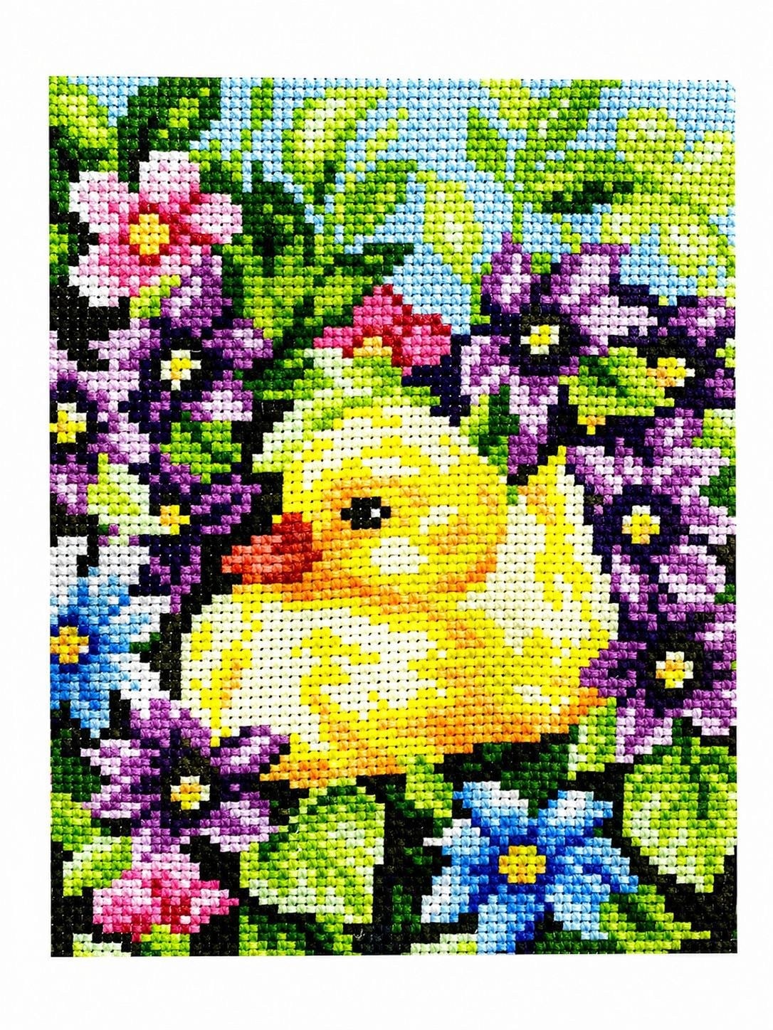 Desenli Kanaviçe Seti – El İşi Nakış Kiti, Renkli İpliklerle Tam Set 20x28