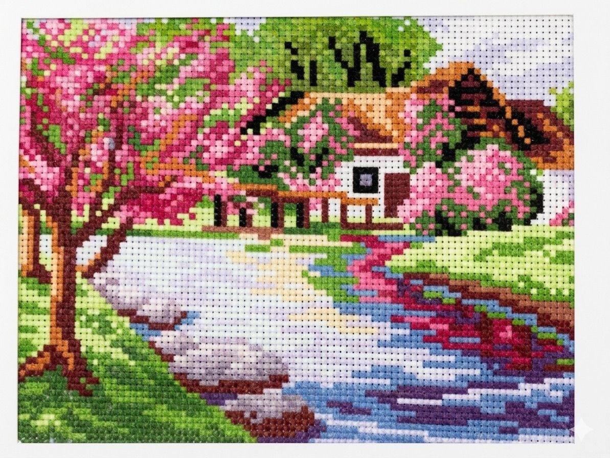 Desenli Kanaviçe Seti – El İşi Nakış Kiti, Renkli İpliklerle Tam Set 20x28
