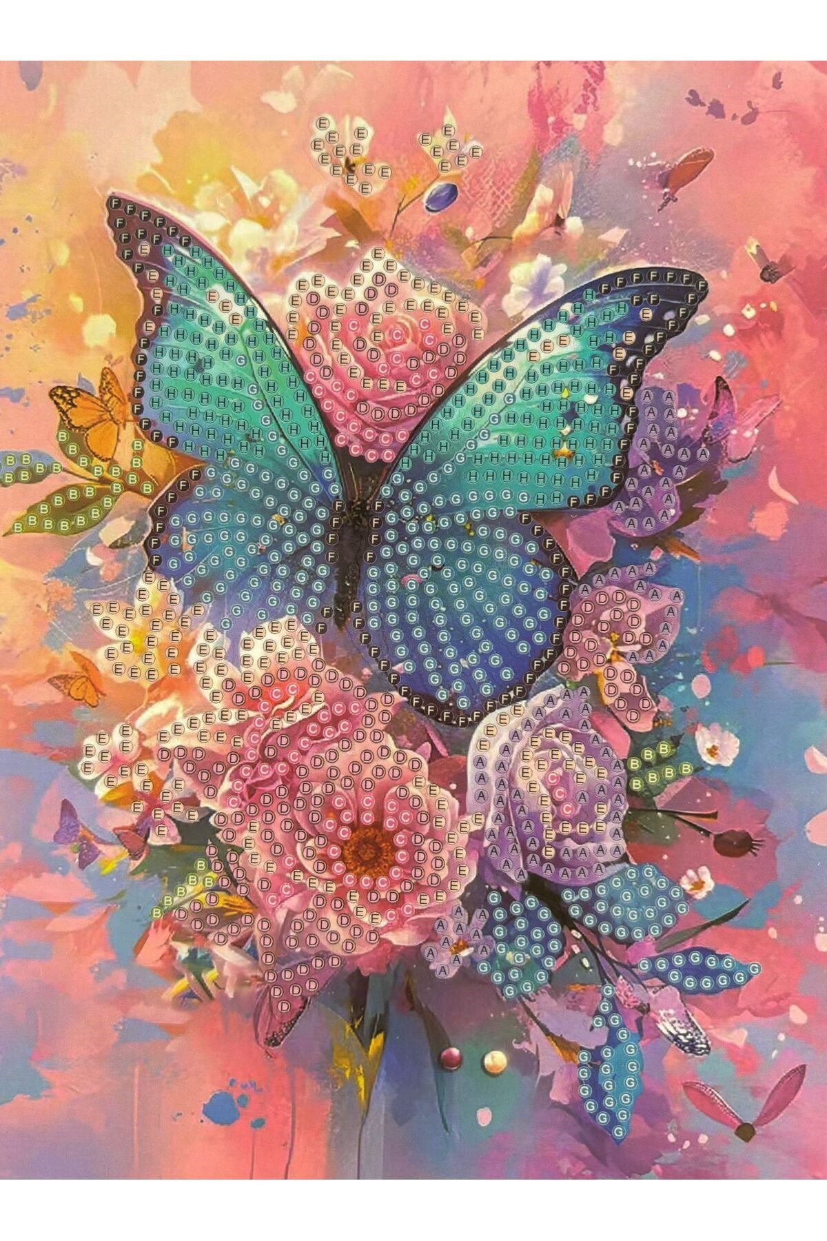 DIY 5D Elmas Taş İşleme Kiti Tablo 15X20 çiçekli kelebek