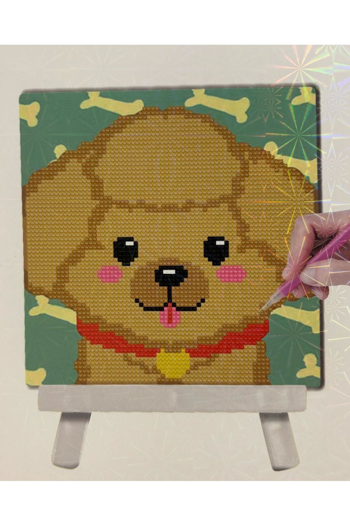 DIY 5d Elmas Taş Işleme Kiti Tablo 20x20 köpek
