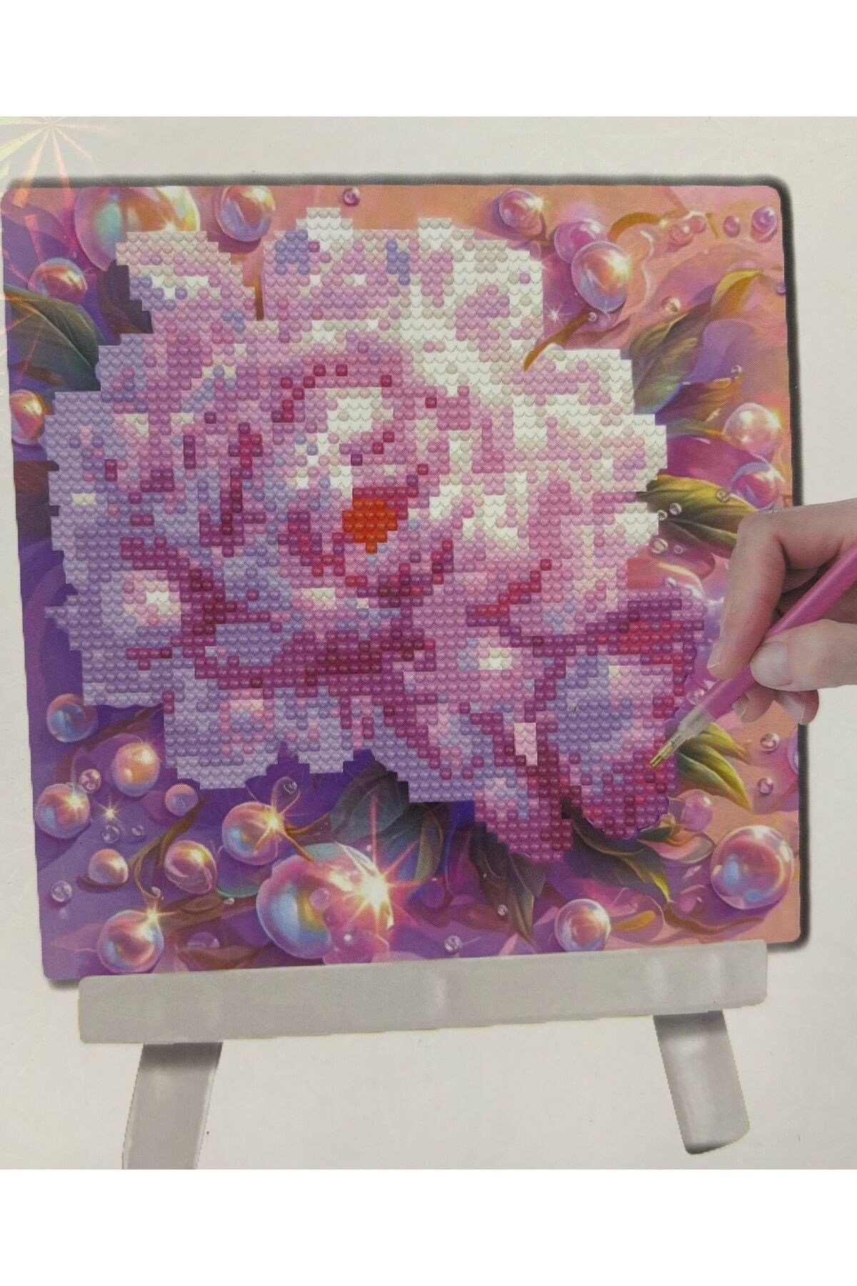 DIY 5d Elmas Taş Işleme Kiti Tablo 20x20 pembe gül