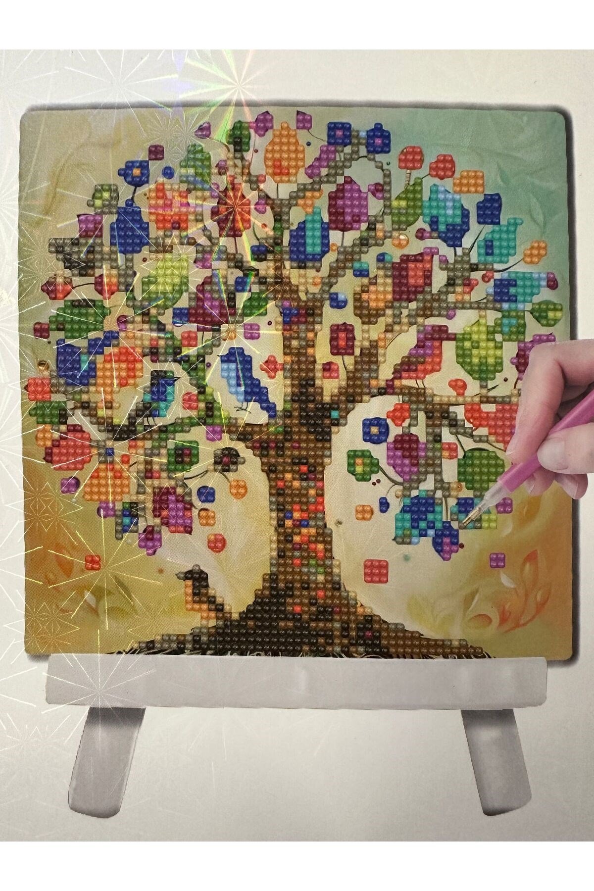 DIY 5d Elmas Taş Işleme Kiti Tablo 20x20 renkli ağaç