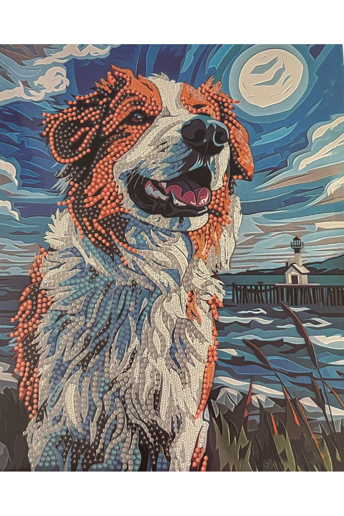 DIY 5d Elmas Taş Işleme Kiti Tablo 21X25 köpek