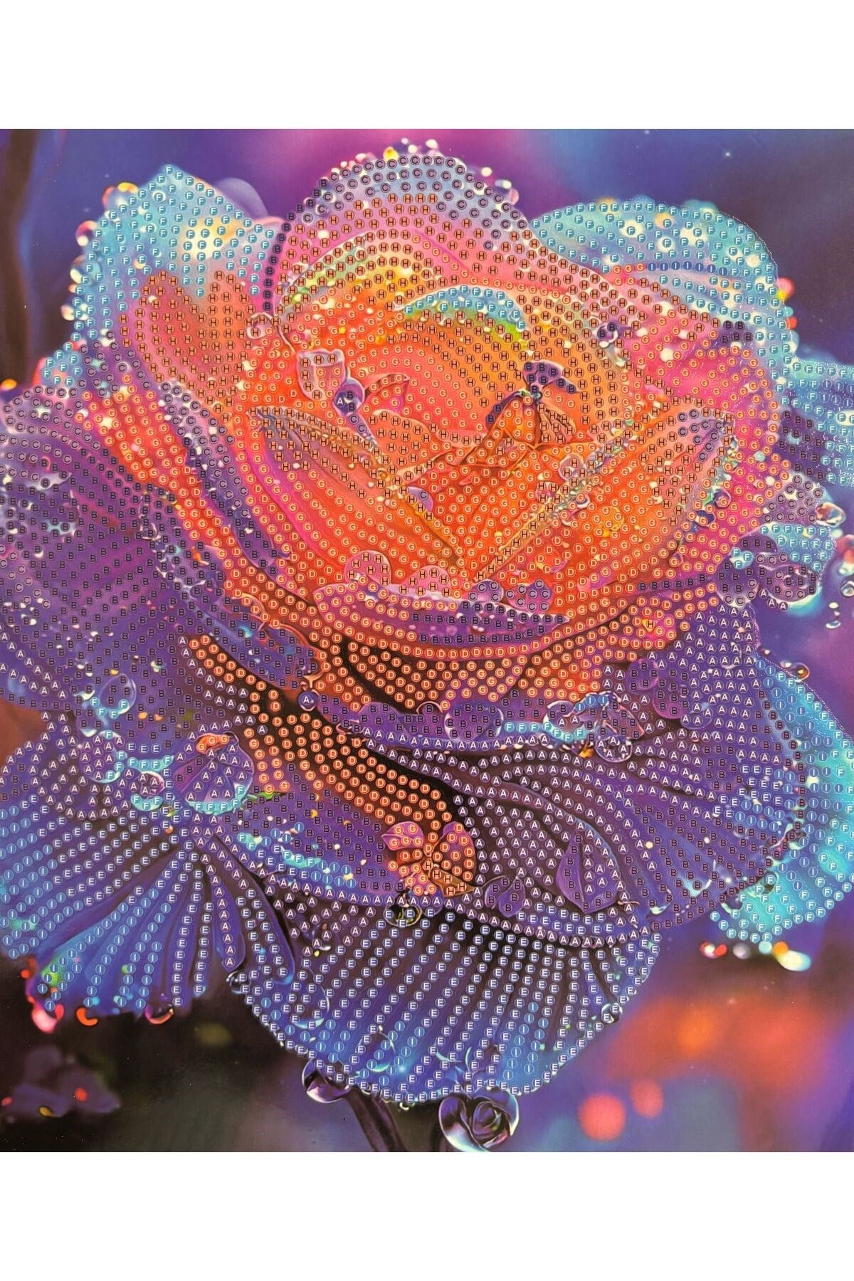 DIY 5d Elmas Taş Işleme Kiti Tablo 21X25 mor gül