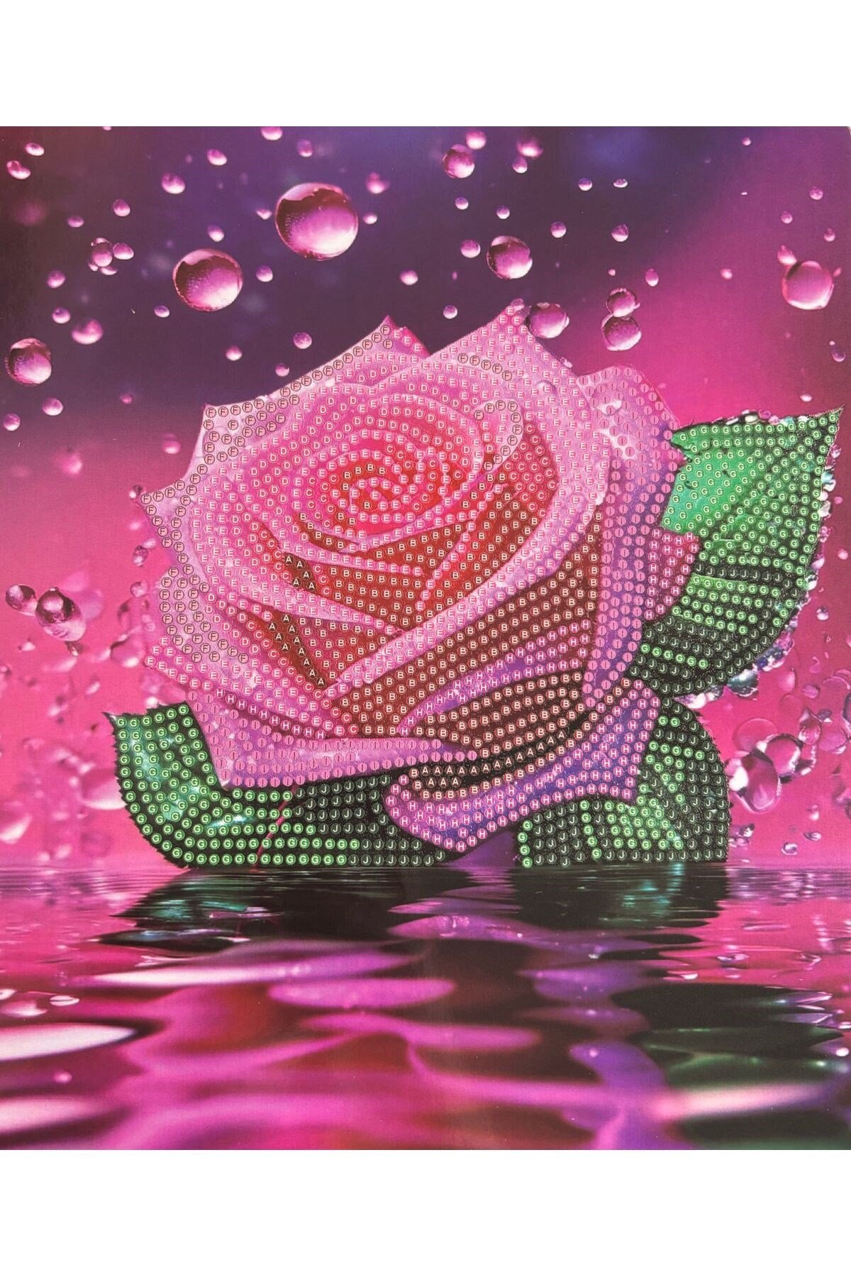 DIY 5d Elmas Taş Işleme Kiti Tablo 21X25 pembe gül