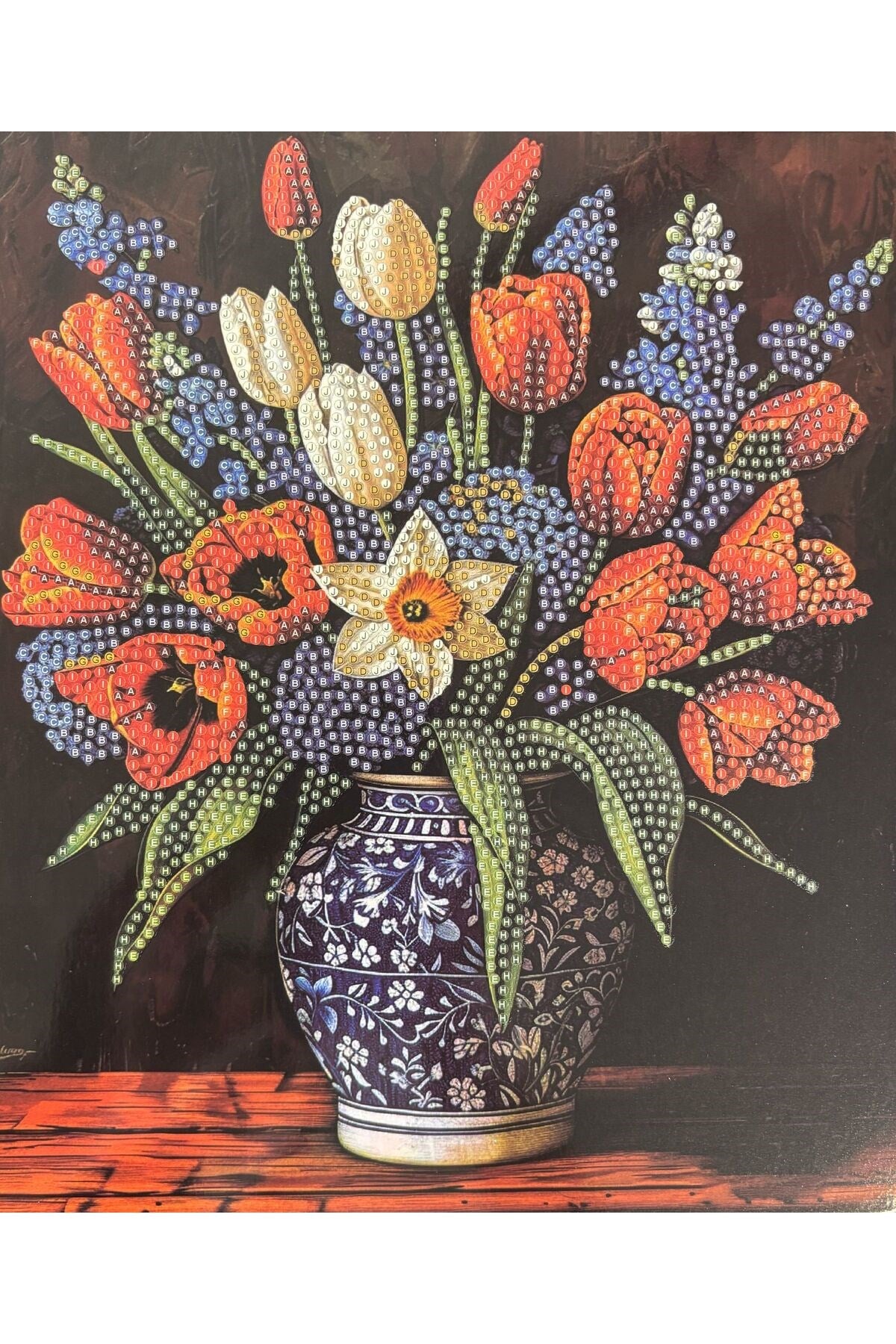 DIY 5d Elmas Taş Işleme Kiti Tablo 21X25 VAZO VE ÇİCEKLER