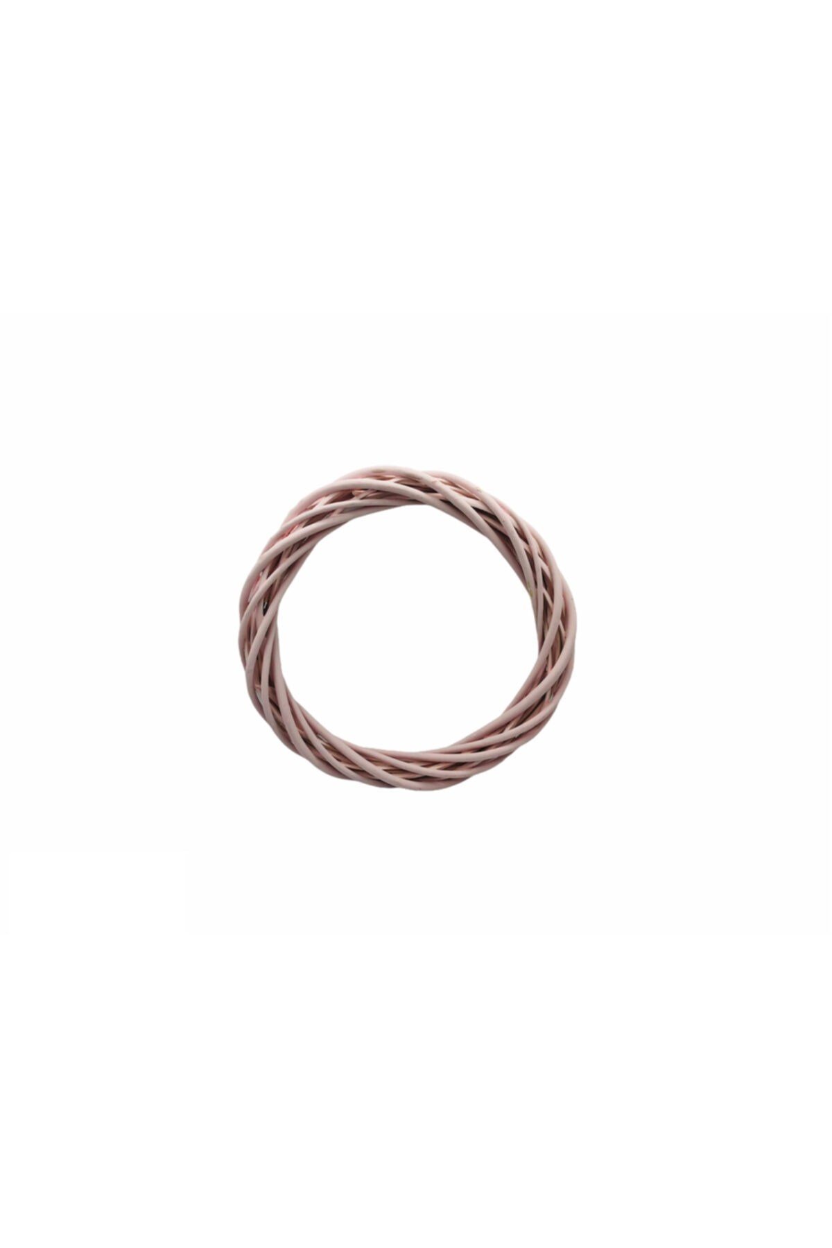 Doğal Ahşap Bambu Kapı Süsü Çelengi 25cm Pembe