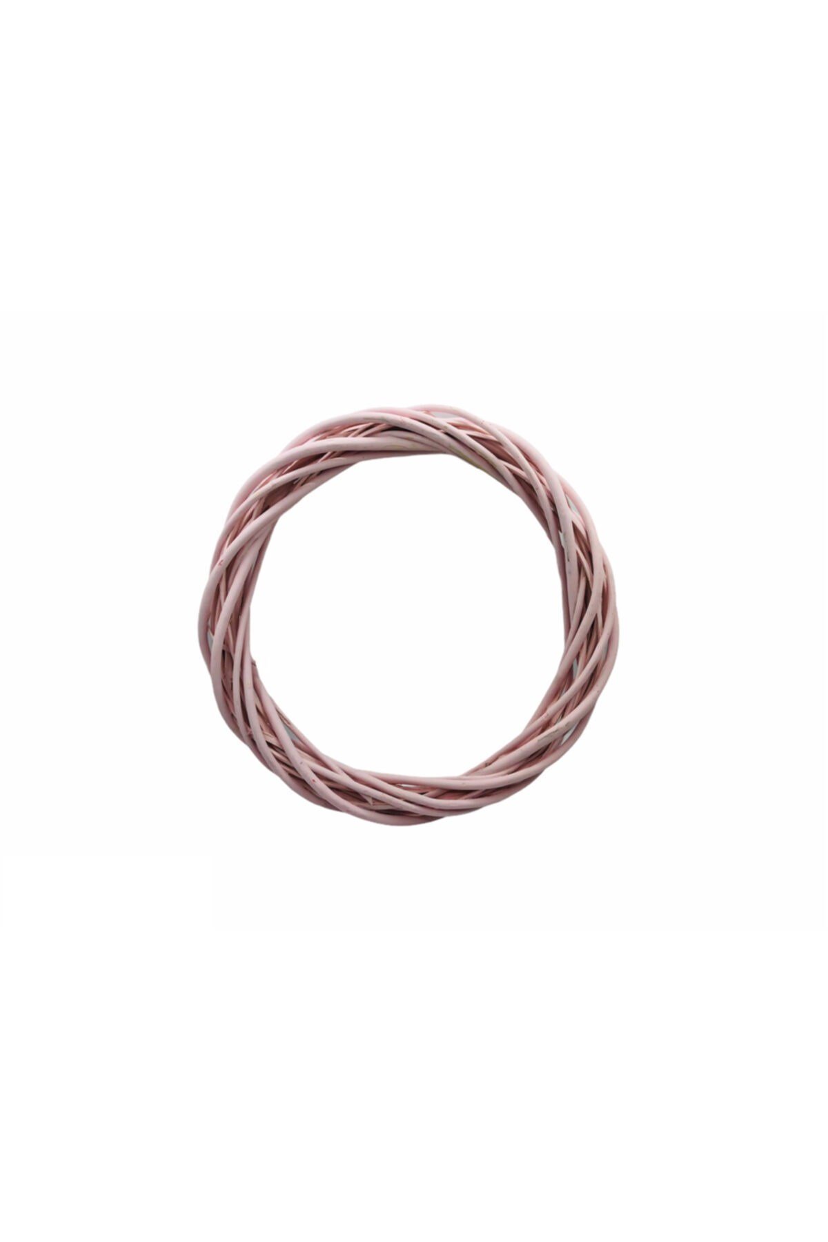 Doğal Ahşap Bambu Kapı Süsü Çelengi 30cm Pembe