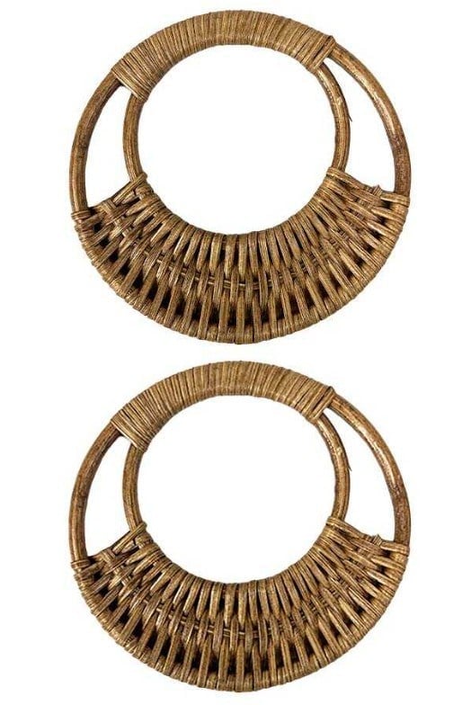 Doğal Bambu Çanta Sapı – 2 Adet, 17 cm - Koyu Renk