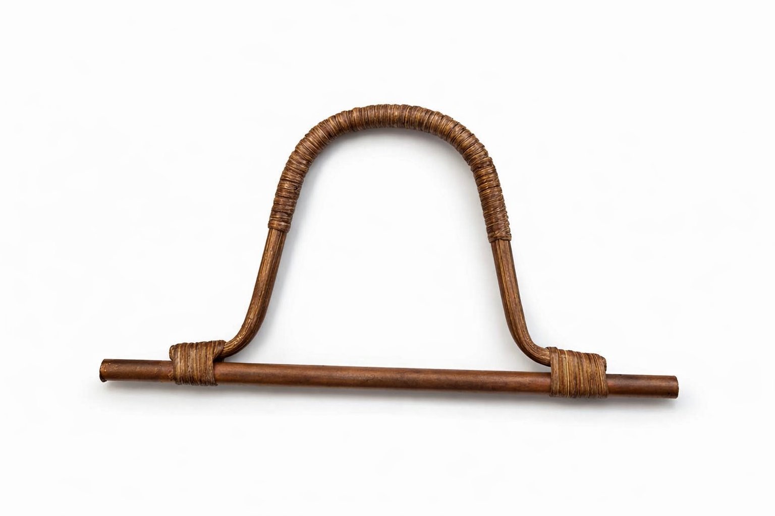 Doğal Bambu Çanta Sapı – 2 Adet, 27x14 cm - Koyu Hasır Renk