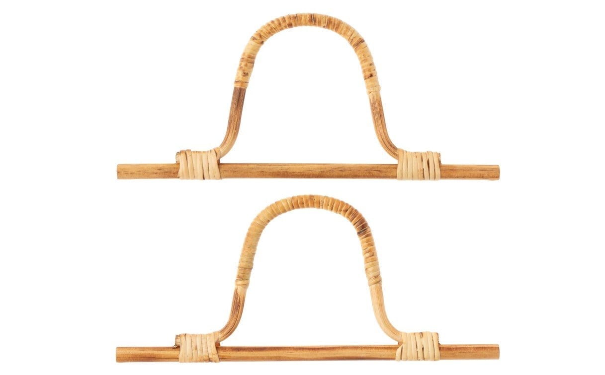 Doğal Bambu Çanta Sapı – 2 Adet, 27x14 cm - Naturel Hasır Renk