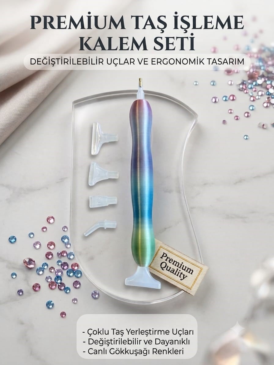 Ebruli Taş İşleme Kalemi Seti 6 Farklı Değiştirilebilir Uçlu Taş İşleme Kalemi Diamond Painting Düzeltme Kalemi Değiştirilebilir Uçlu