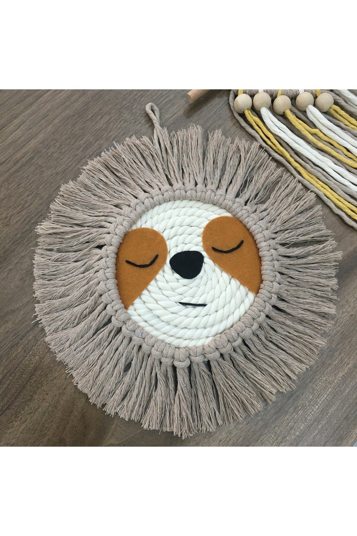 El Yapımı Makrome Tembel Hayvan Çocuk Bebek Odası Duvar Süsü Kapı Süsü 96