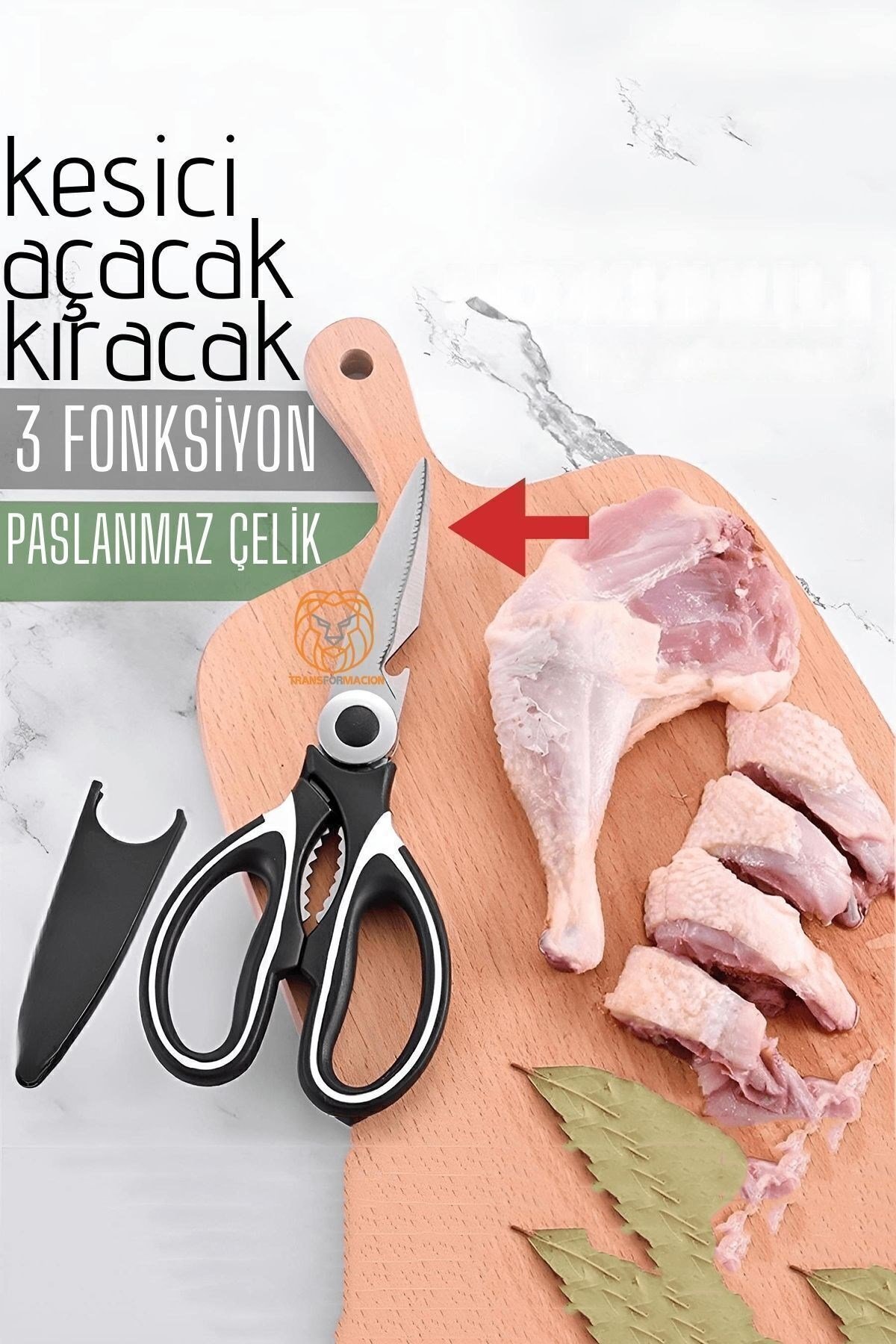 Fonksiyonel Makas Tavuk Makası Çelik Makas Mutfak Makası Açacak Kıracak Kesici Özelik