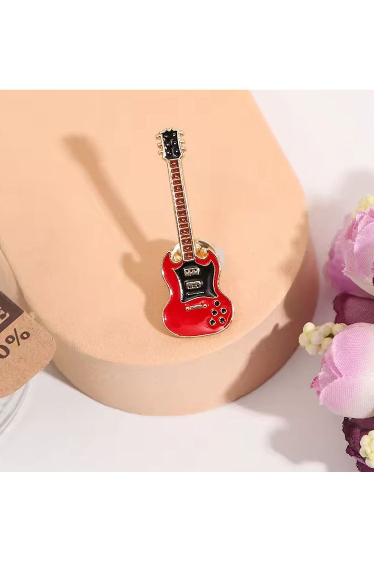 Gitar Broş, çocuk broş, iğneli broş klipsli broş yaka broşu ceket yaka iğnesi, mineli B234