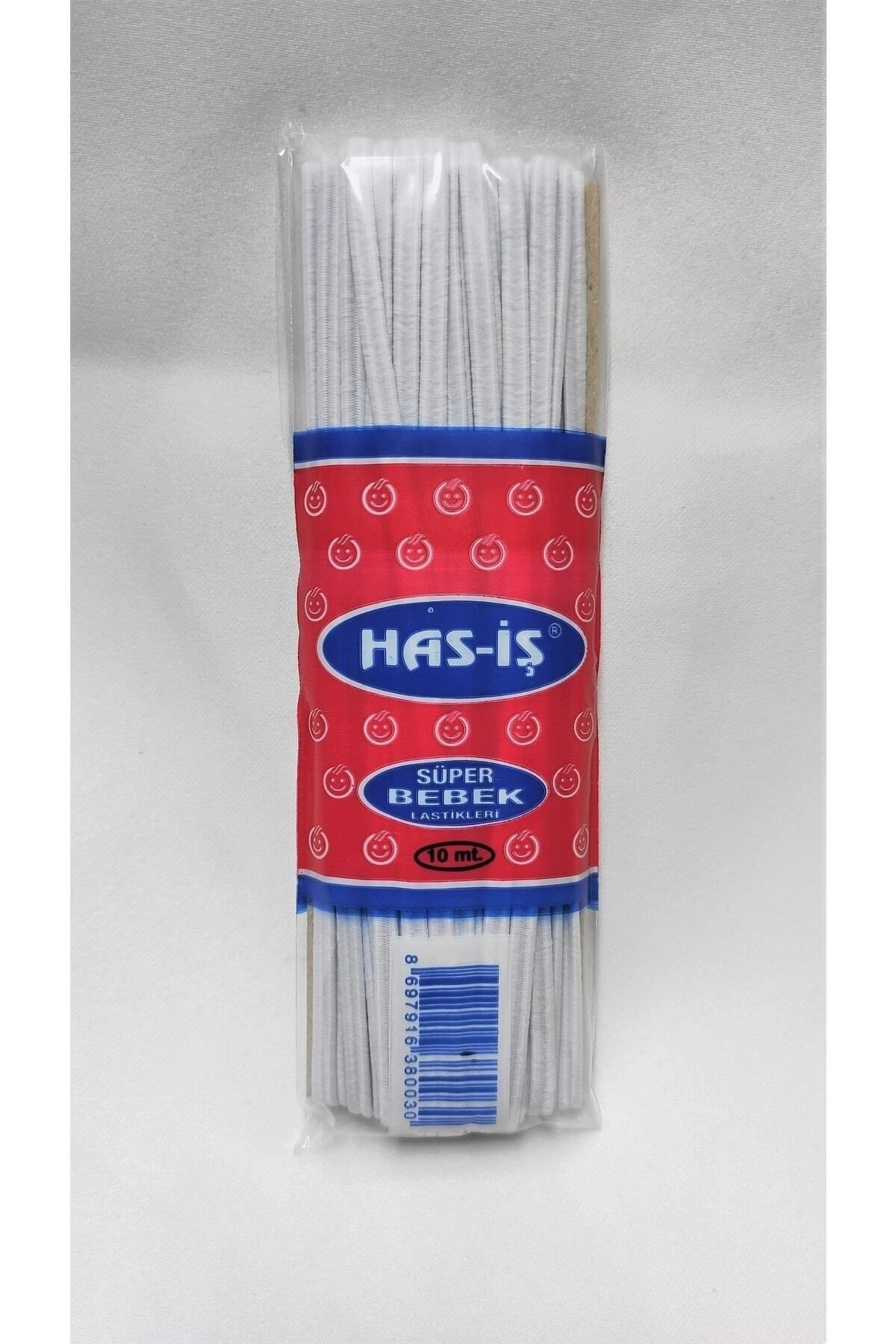 Has-iş Beyaz Bebe Lastiği Yumuşak Lastik 10 Metre Bel Paça Don Lastiği